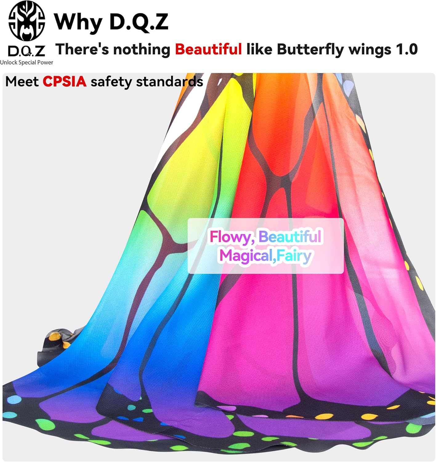 D.Q.Z 6 piezas de alas de mariposa de hadas para niñas, disfraces de Halloween con diadema de antena, máscara de fiesta