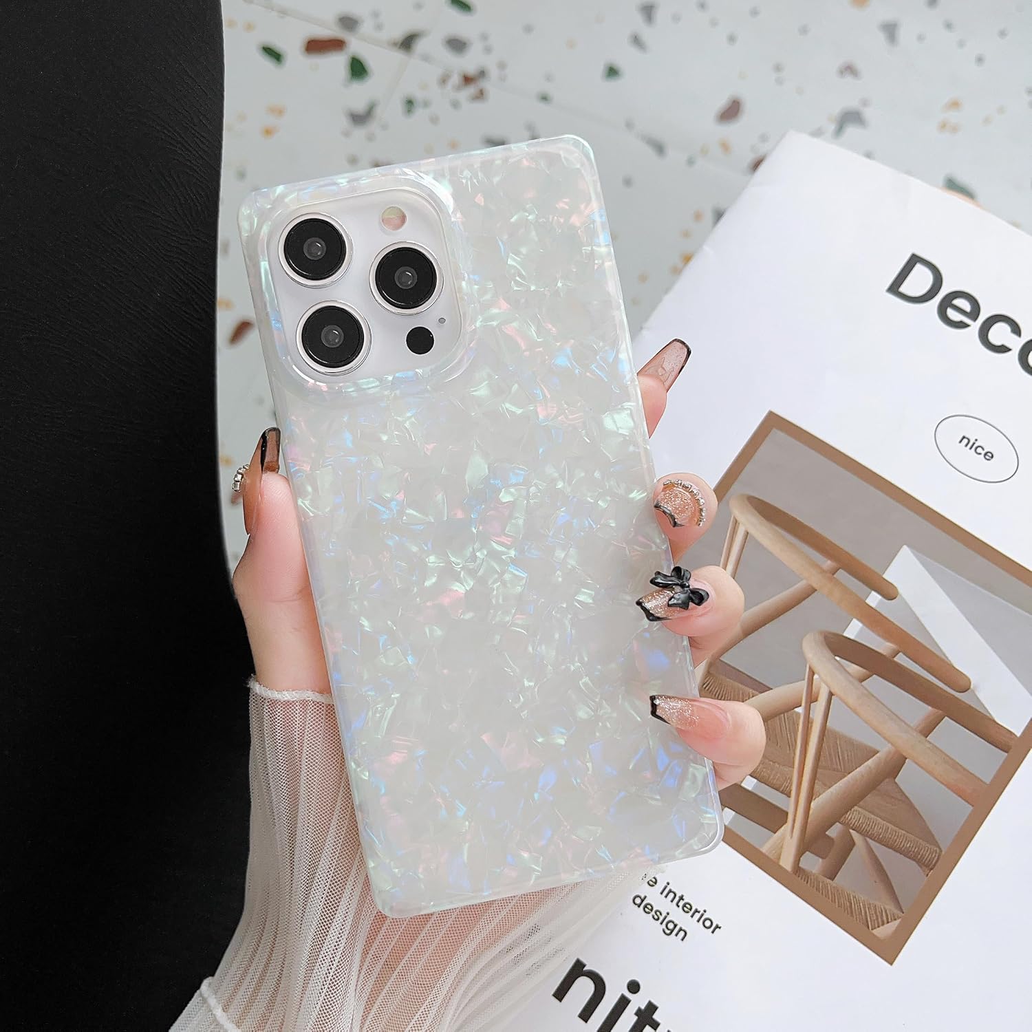 Jmltech Funda para iPhone 15 Pro Square Glitter Leopard Cheeath Hybrid a prueba de golpes de silicona transparente de lujo fundas protectoras iPhone