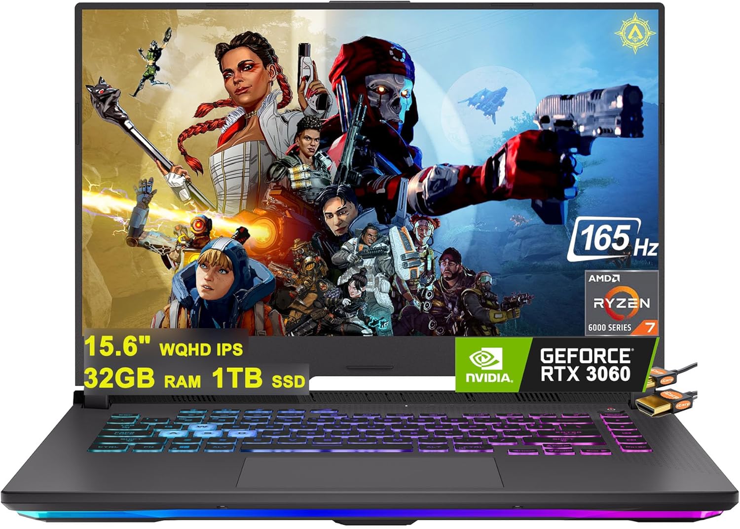 Asus ROG Strix G15 Gaming 15.6pulgadas WQHD IPS 165Hz (100%DCI-P3) AMD Octa-Core Ryzen 7 6800H (Beat i7-11370H) 32GB RAM 1TB SSD GeForce RTX 3060