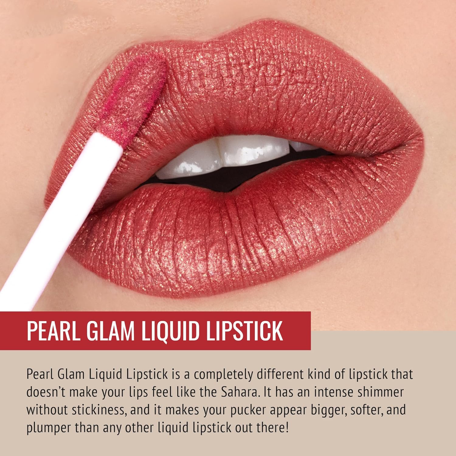 Runway Rogue Pearl Glam – Lápiz labial líquido brillante de larga duración, lápiz labial rojo terroso suave con brillo dorado, tasa de día