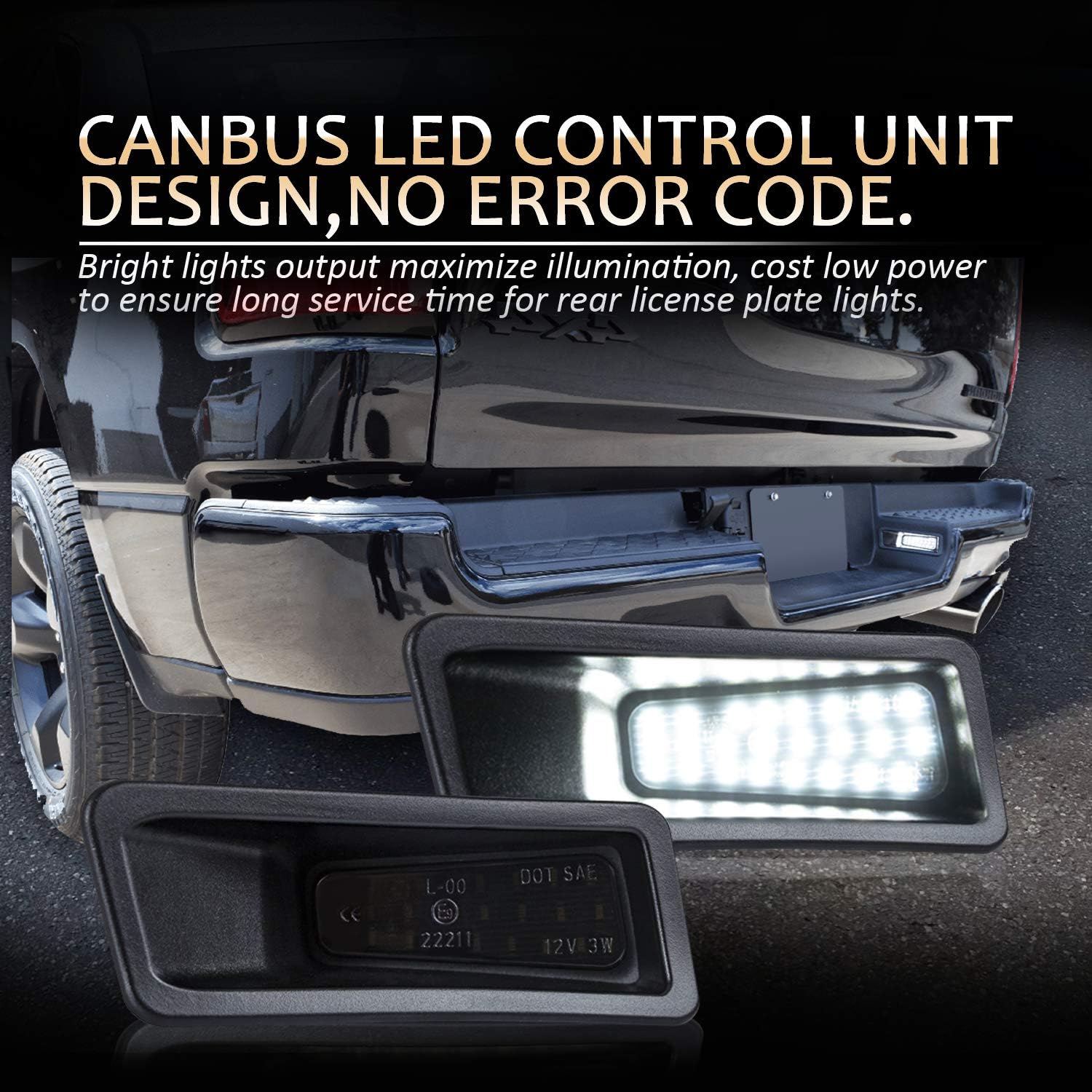 D-Lumina Conjunto de lámpara LED para matrícula, lente ahumada, compatible con Dodge Ram 1500 2019, 2020, 2021, 2022, luces blancas de 6000 K,
