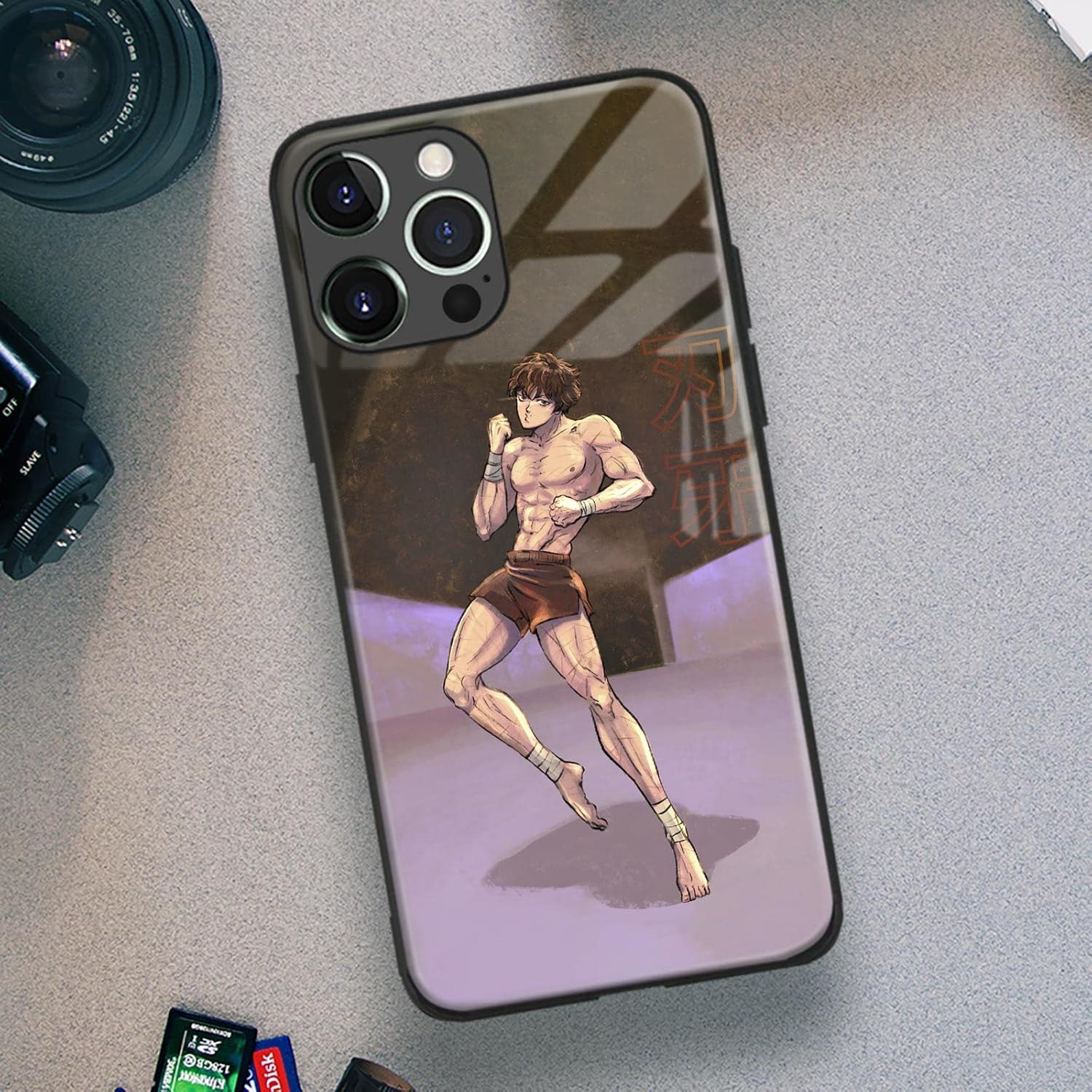 Funda protectora para teléfono celular con diseño de manga de anime japonés antideslizante y brillante (para iPhone 11 Pro Max, Baki Hanma)
