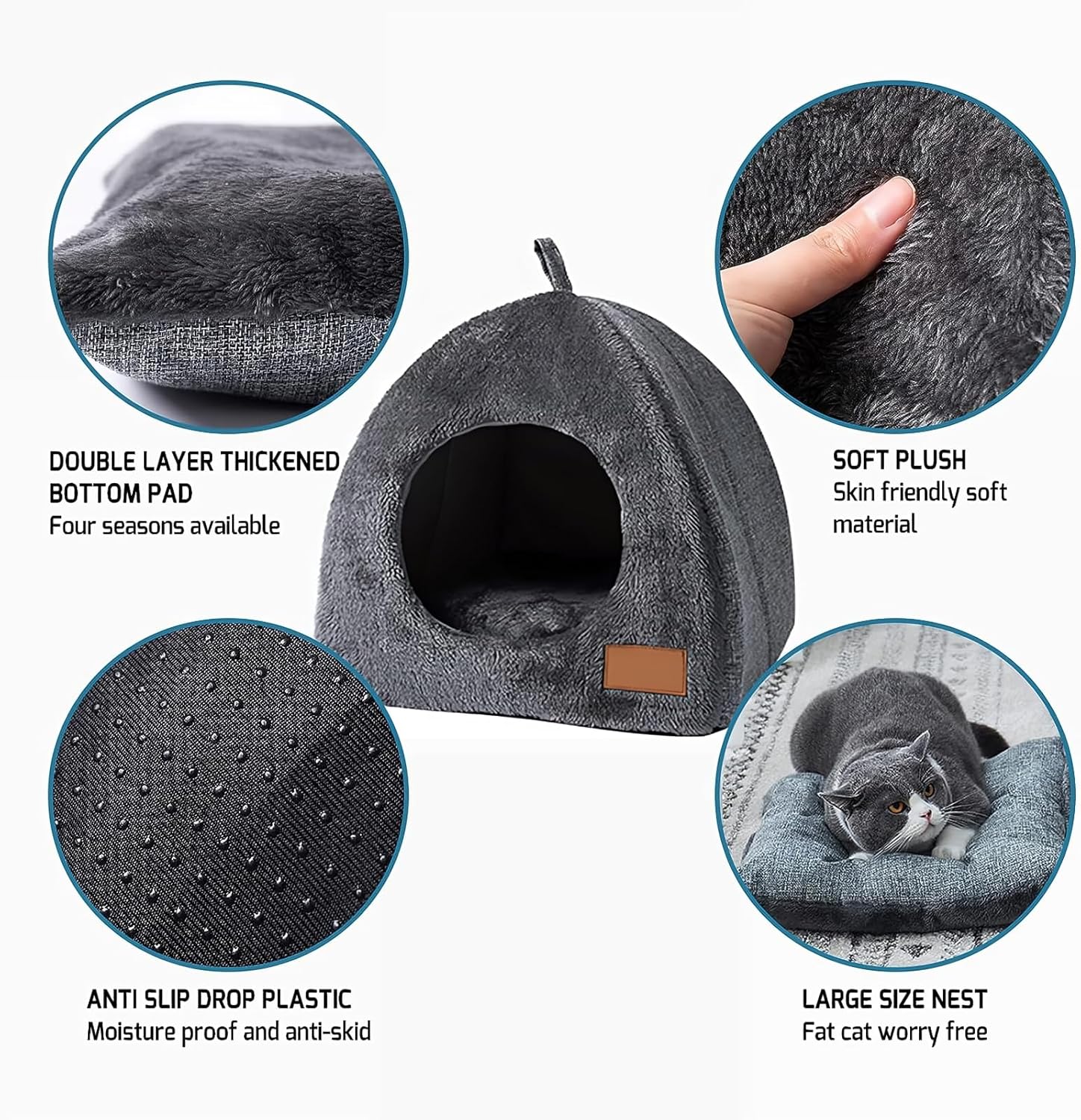 GUCABE Refugio cálido para gatos  Casa para gatos al aire libre en invierno, camas suaves y autocalentables para gatitos, cama para gatos de