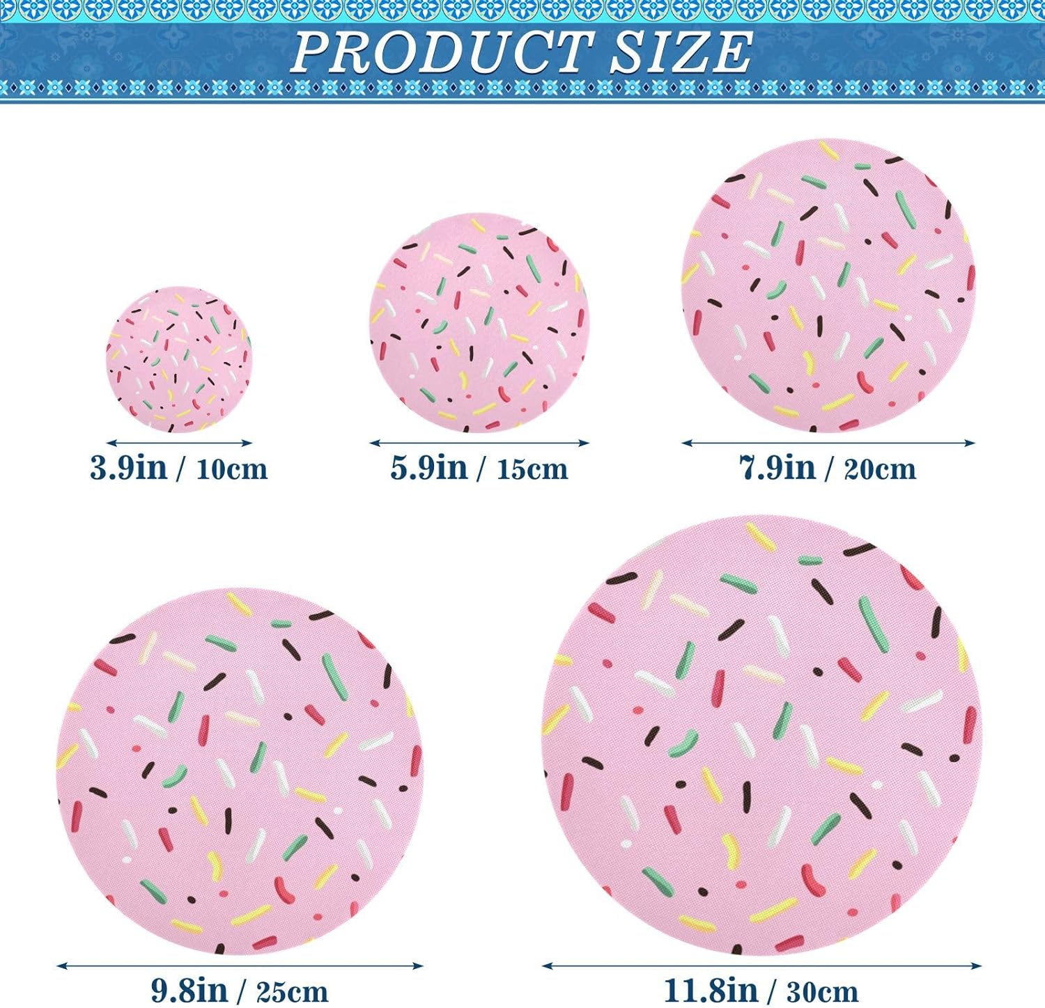 Pink Candy 5PCS Reusable Elastic Bowl Covers for Food Storage Stretch Cloth Fabric Lids with 5 Different Sizes Heat Resistant Food Lids for Fruits