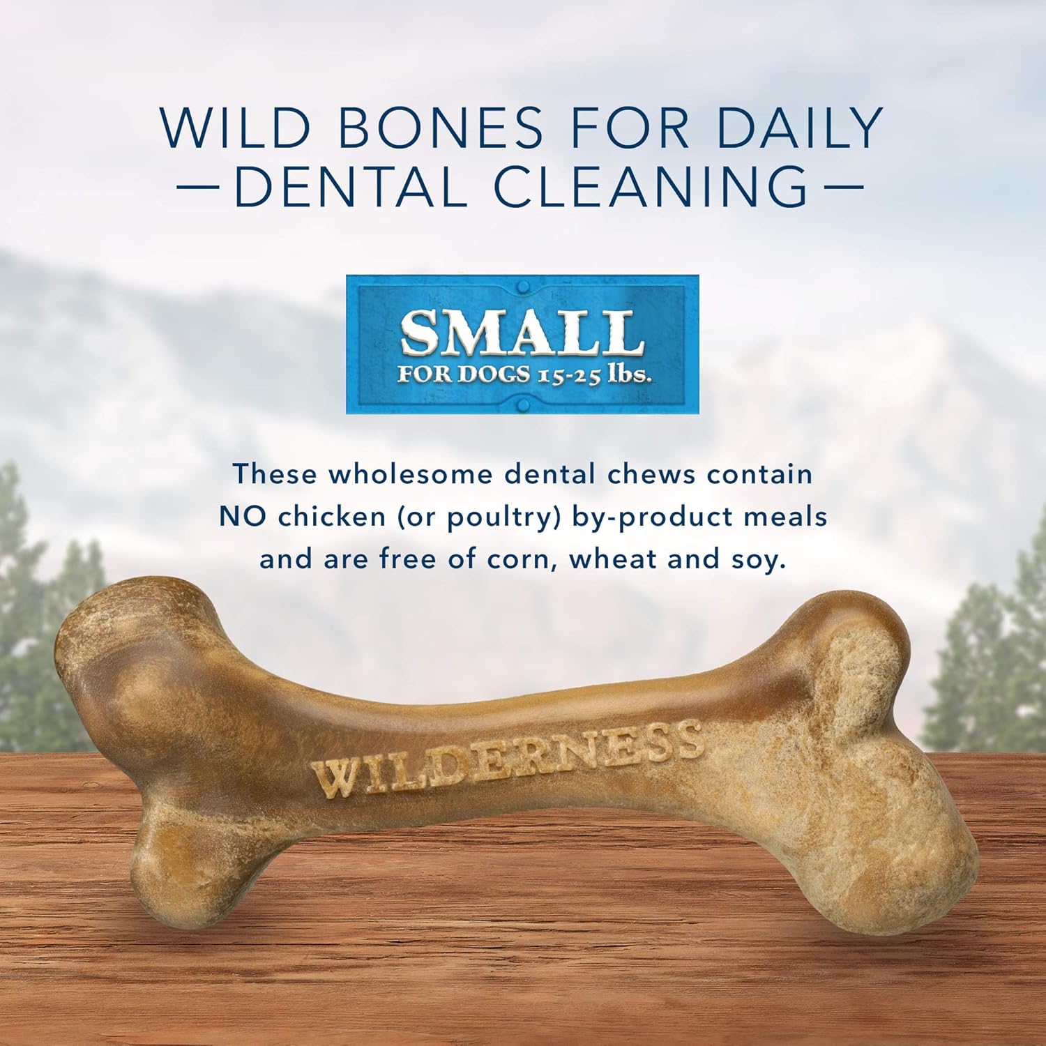 Blue Buffalo Wilderness Wild Bones – Golosinas dentales masticables sin granos, bolsa pequeña de 10 onzas