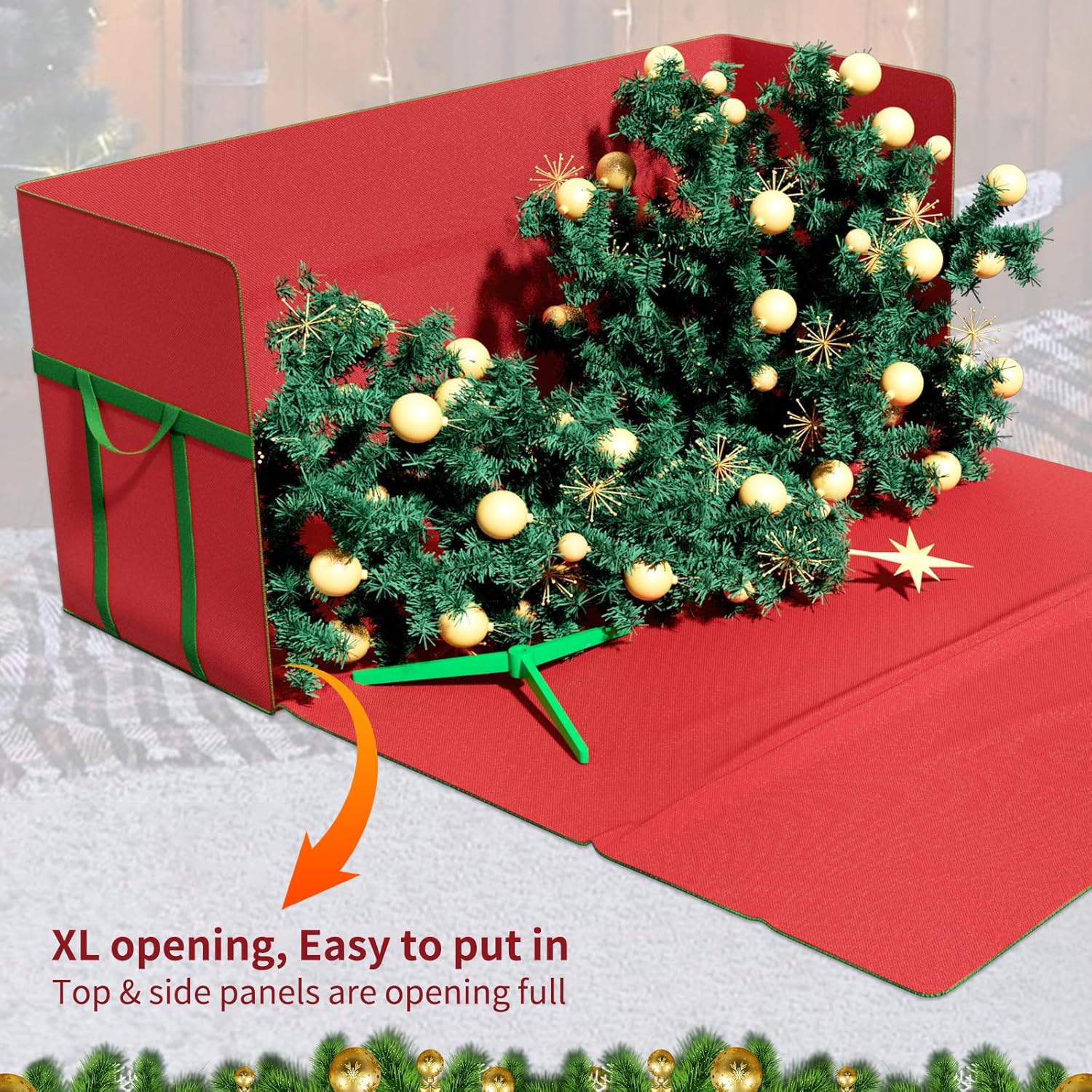 Bolsa de almacenamiento para árbol de Navidad, se adapta a árboles artificiales desmontados de hasta 9 pies de alto, con asas de transporte y doble