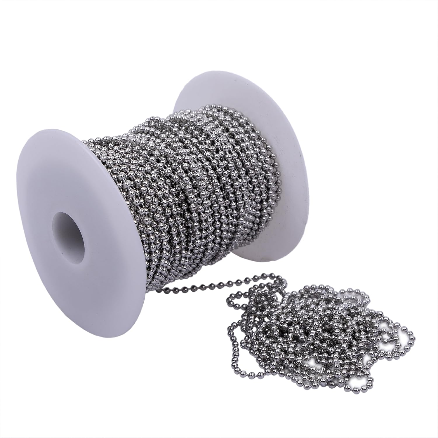 HFS (R) Cadena de bolas #3 Carrete de acero inoxidable 304-100 pies 332 pulgadas (0.094 in) con 100 conectores