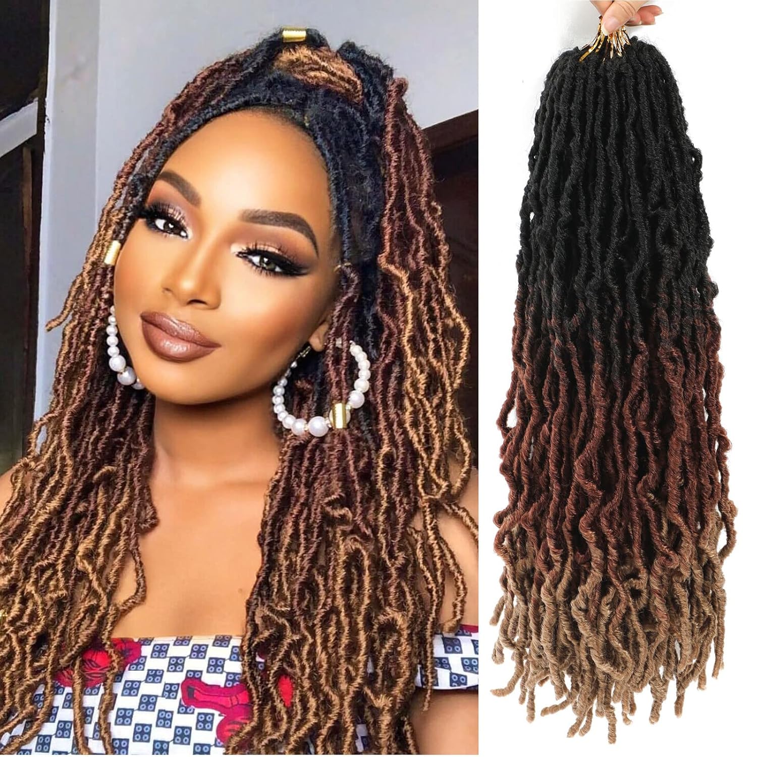 Rastas de cabello sintético de ganchillo, extensiones suaves de 22 pulgadas, 7 paquetes de rastas suaves preenrolladas para mujeres negras,
