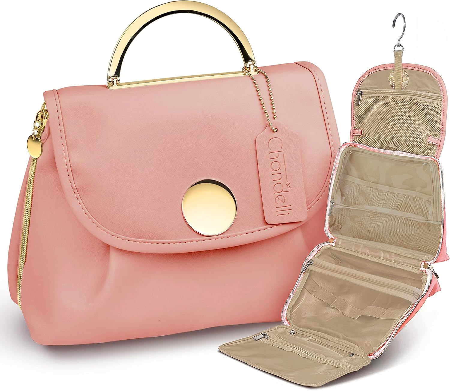 Chandelli El neceser de viaje para mujer es una gran bolsa de viaje y el neceser perfecto para viajar con artículos de aseo de tamaño de viaje,
