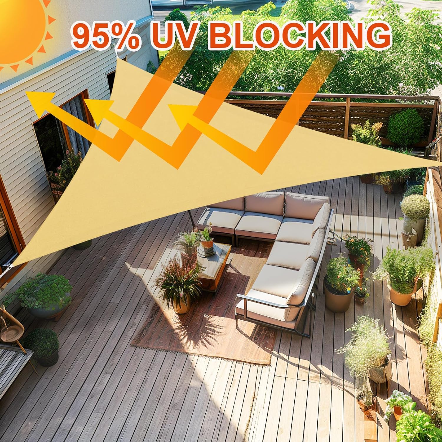 Amagenix – Toldo triangular para exteriores, toldo de sombra para exteriores, 12 x 12 x 12 x 12 pies, toldo con bloqueo UV para patio al aire libre,