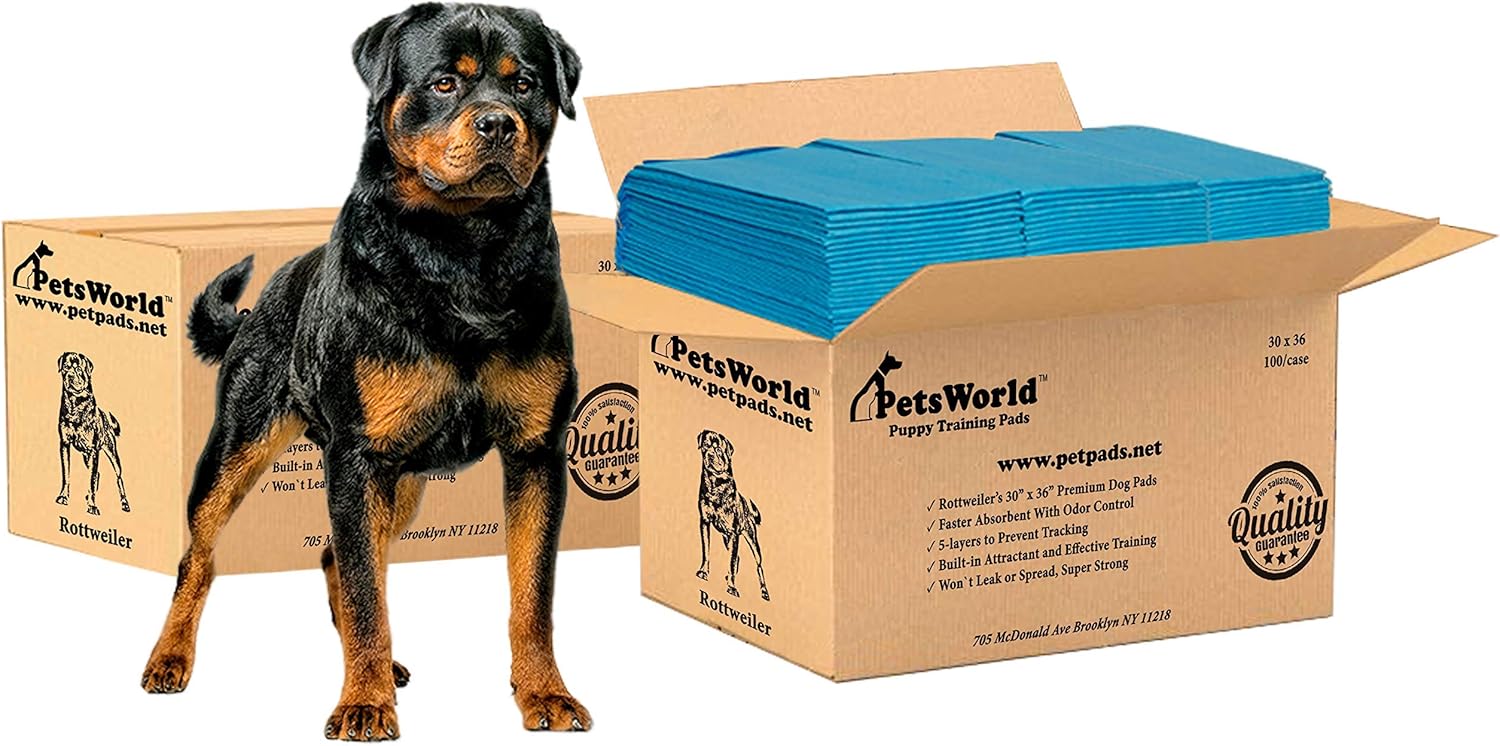 PETSWORLD Almohadillas extragrandes para orinal para perros, eliminadoras de olores de 30 x 36 pulgadas, 200 almohadillas para orina para mascotas,