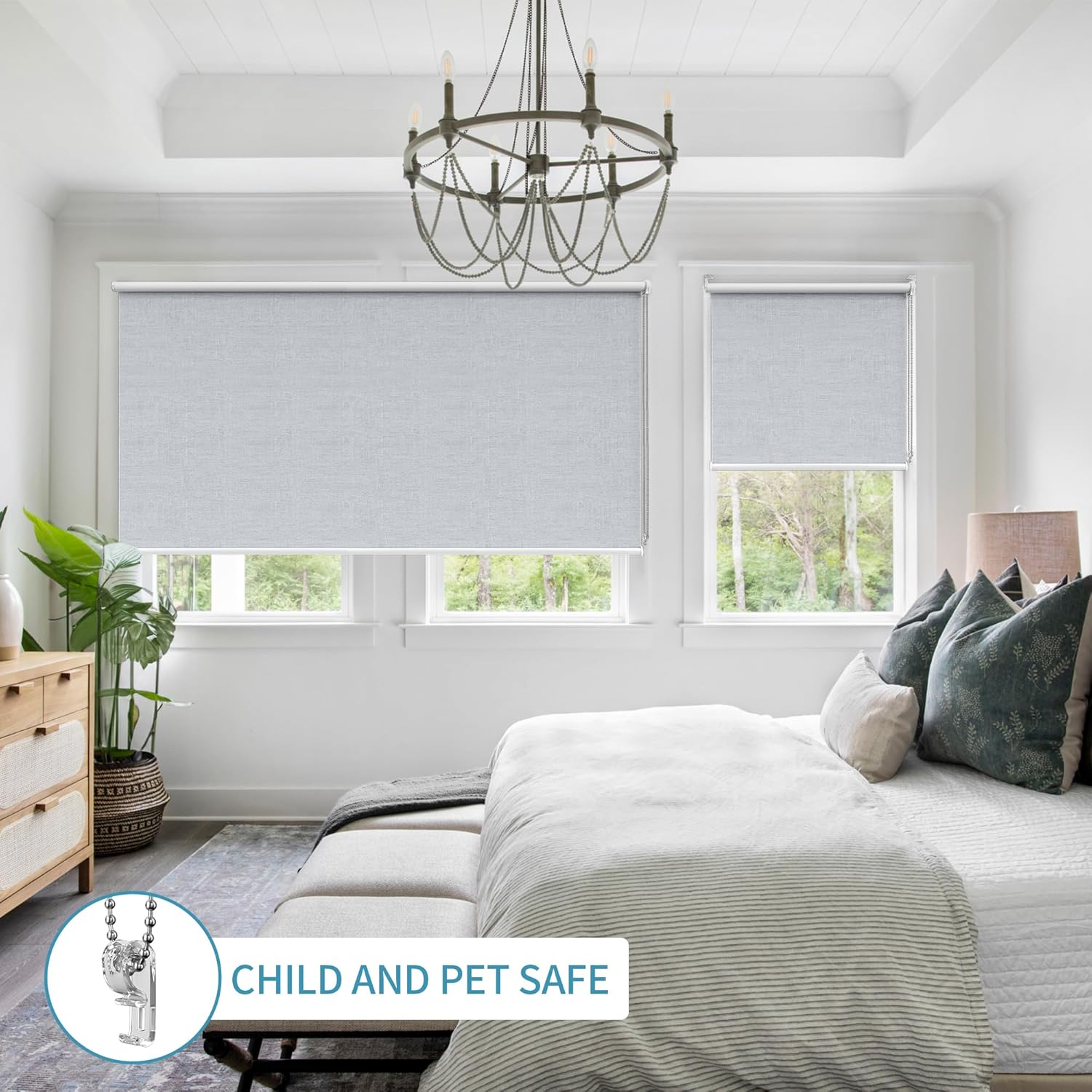 GENIMO Persianas enrollables 100 % opacas para ventanas de interiores, aislamiento térmico, tela con protección UV. Persianas de ventana para hogar,