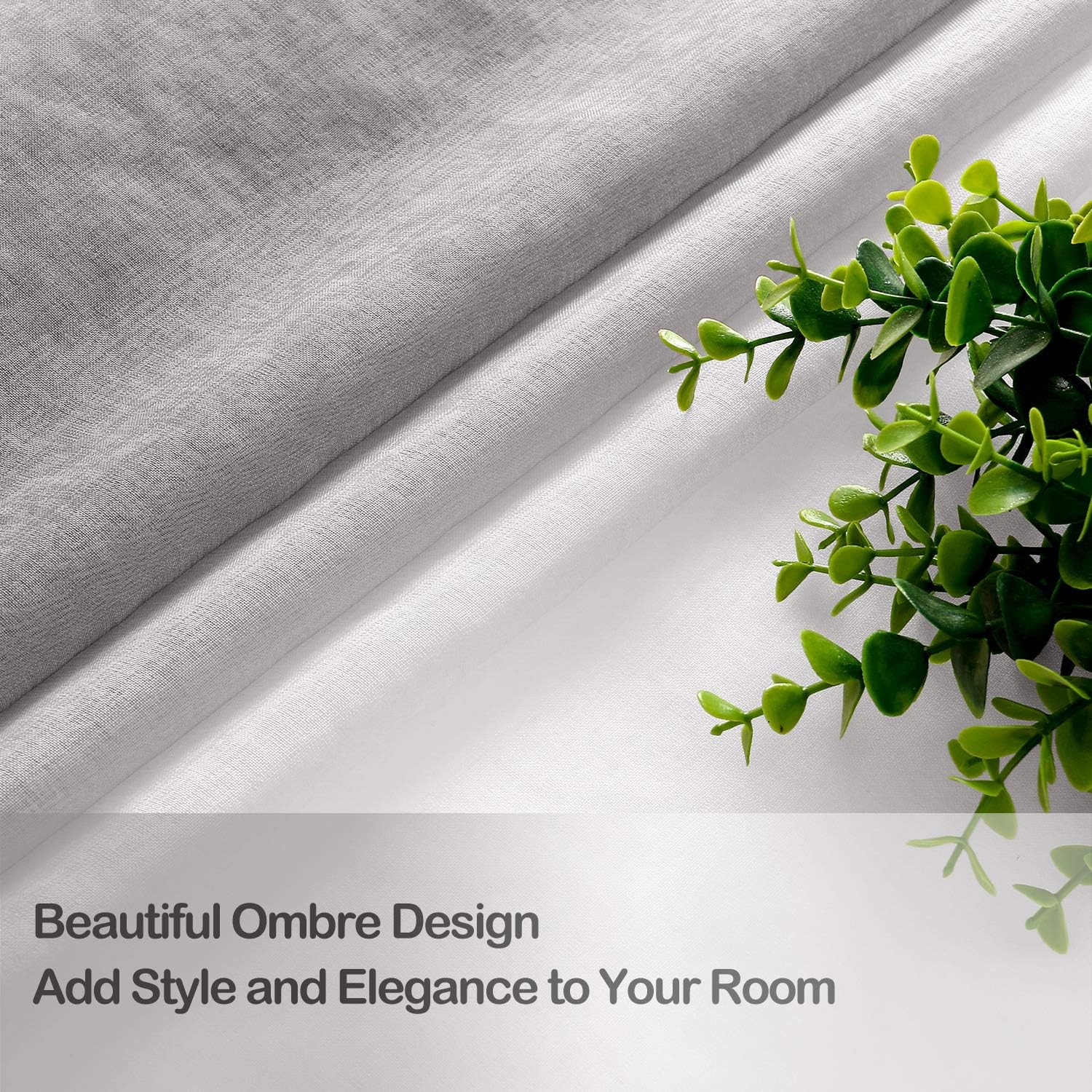 Hiasan Ombre Cortinas transparentes para sala de estar y dormitorio  Cortinas de lino sintético con ojales para ventana.
