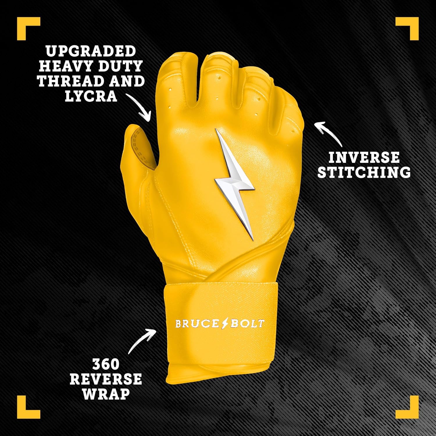 BRUCE BOLT Original Series – Guantes de bateo de puño largo, varios colores, tallas para adultos y jóvenes
