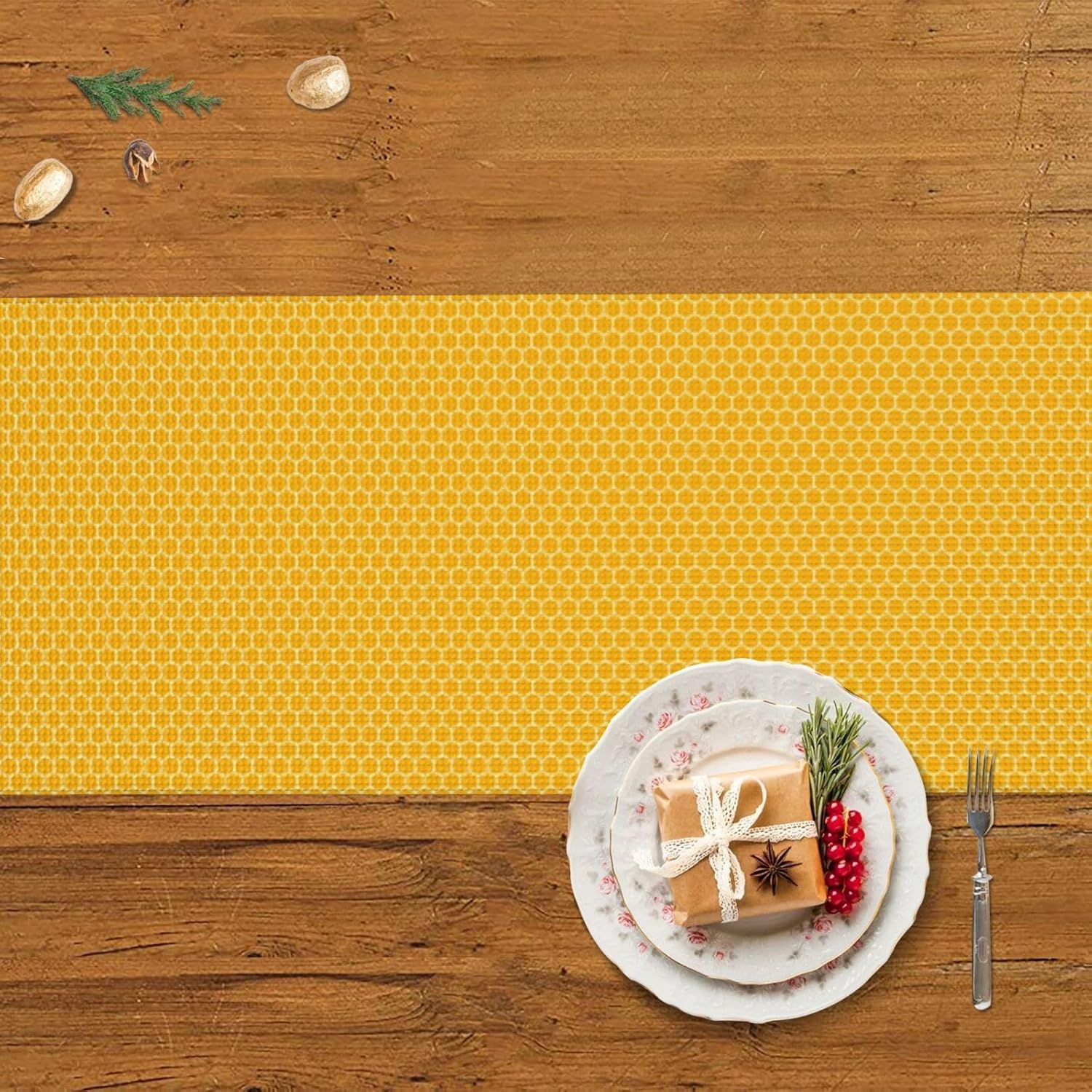 Bee Honeycomb Hexagon Christmas Table Runner Dining Table Decor Christmas Decorations Indoor Home Decor Christmas Table Runners Xmas Navidad