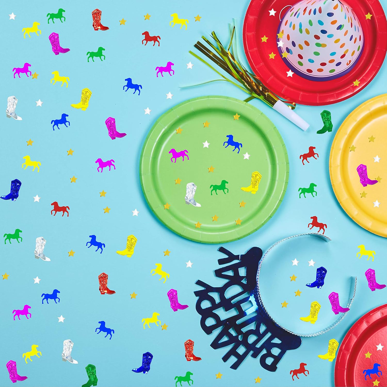 Decoración de fiesta, confeti de vaquero del oeste, botas de caballo de Patricio para niños, cumpleaños, bodas, baby shower, decoración de confeti