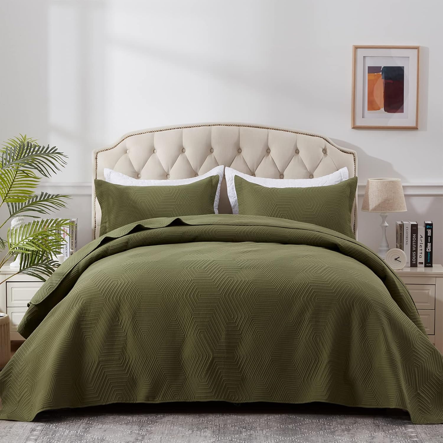 SunStyle Home Juego de edredón de 3 piezas para todas las estaciones, 1 edredón y 2 fundas de almohada, microfibra suave, ligera y reversible (verde