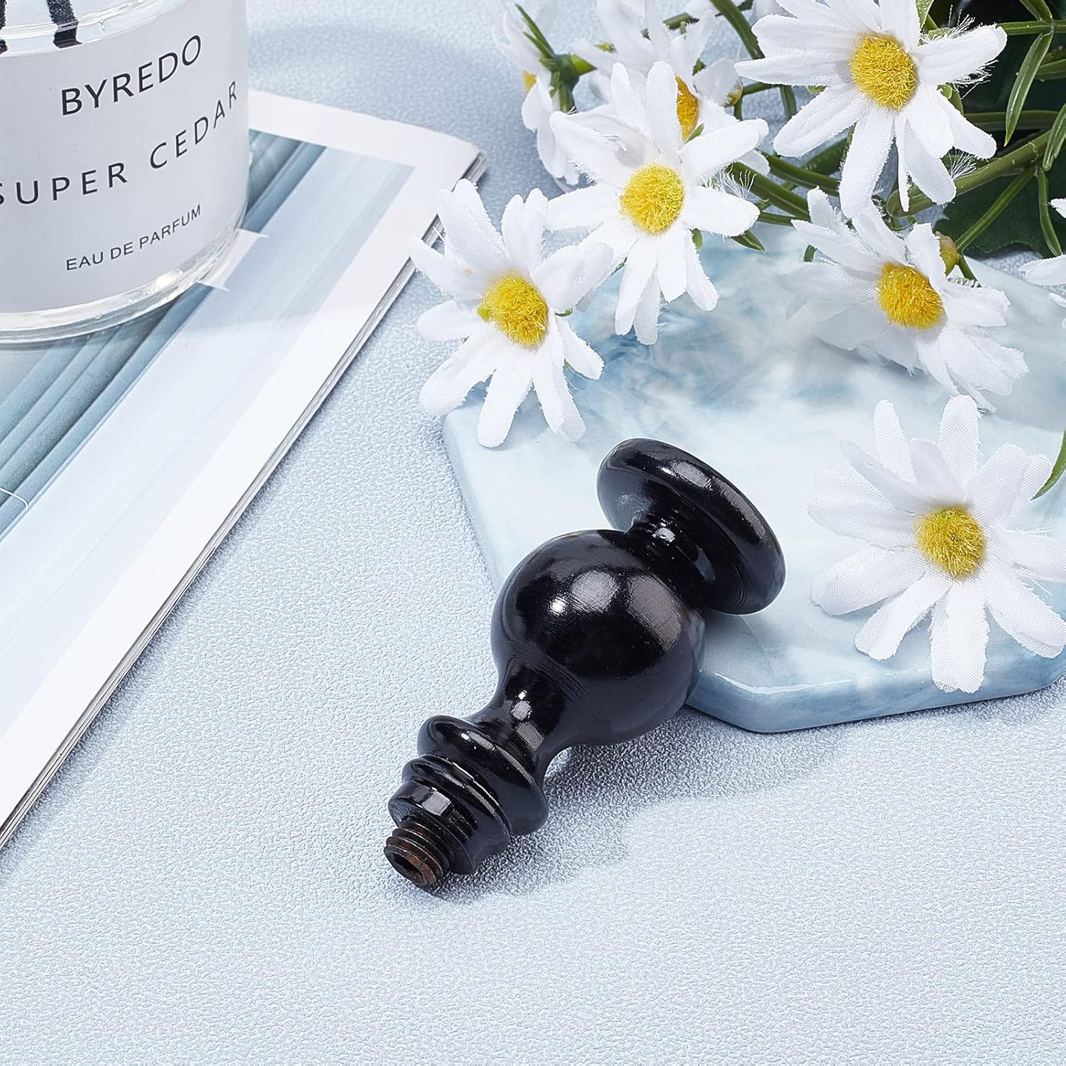 CRASPIRE Sello de cera mango de sello negro cabeza de rosca universal mango de madera para sello de cera reemplazo de cabeza 2.4 in de largo