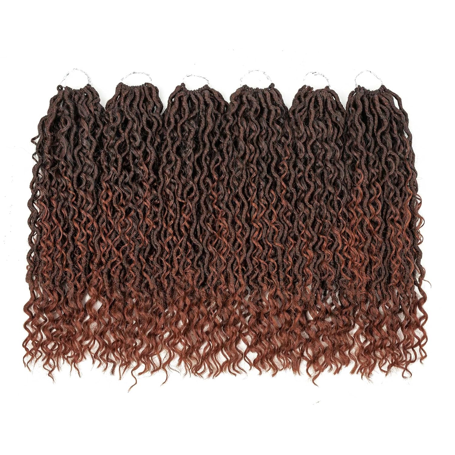Copper Goddess – Rastas sintéticas de ganchillo con extremos rizados, 7 paquetes de cabello bohemio de ganchillo de 14 pulgadas, cabello de