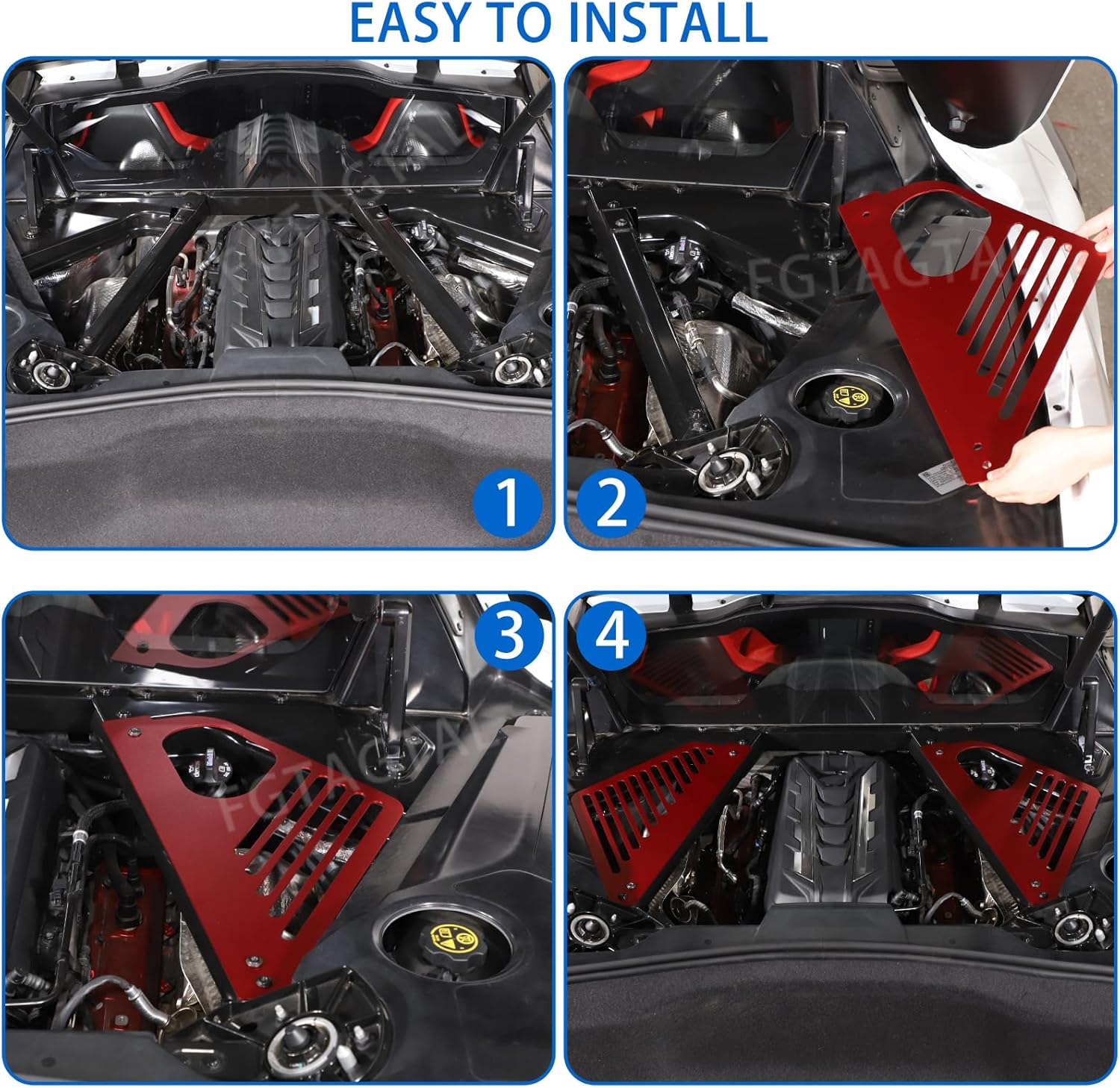 Cubierta de panel de bahía de motor compatible con Chevrolet Corvette C8 Stingray 2020-2024, compartimento de aluminio para motor izquierdo derecho