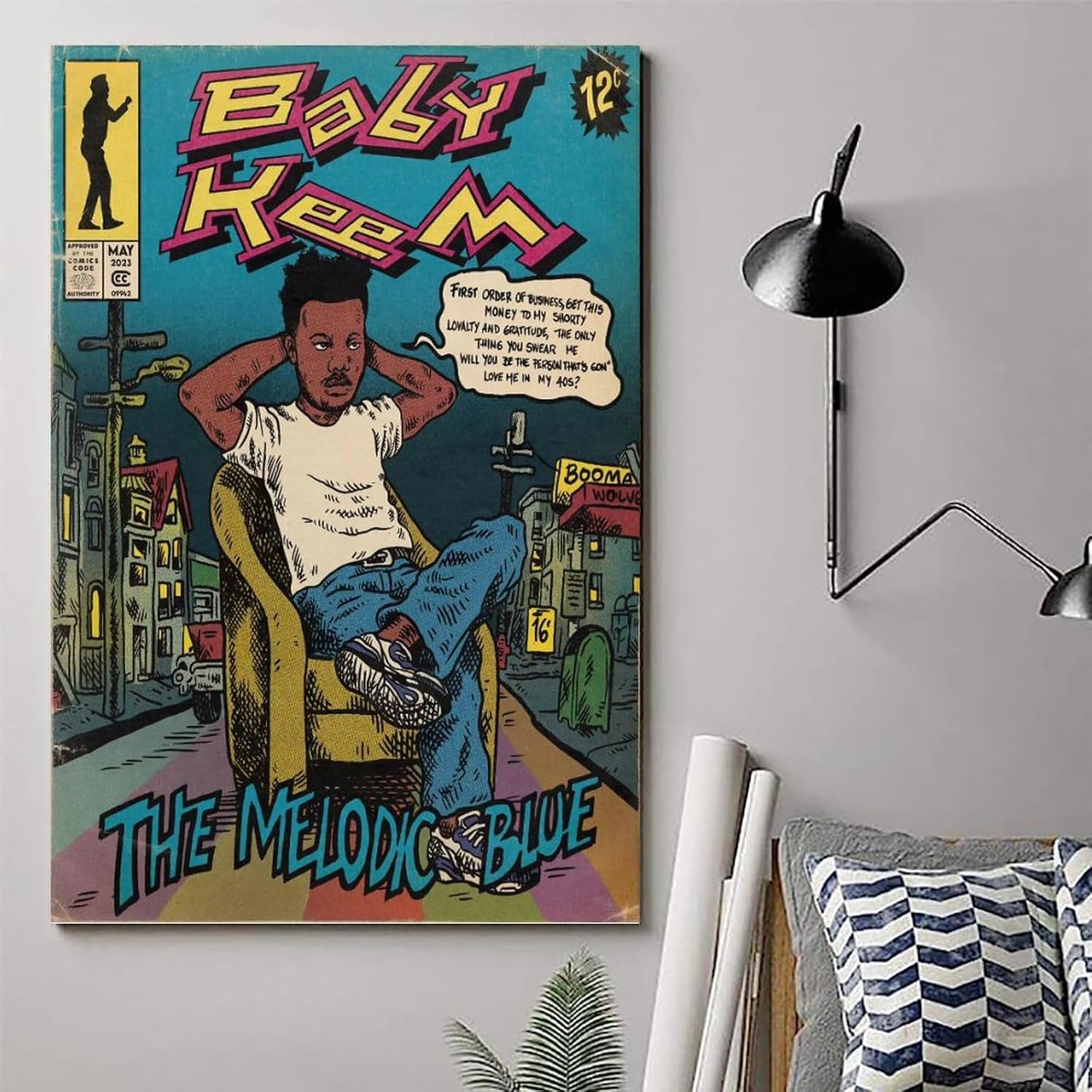 Baby Keem The Melódico – Póster artístico de cómics para dormitorio, lienzo estético, decoración de pared, 24 x 36 pulgadas (23.6 x 35.4 in)