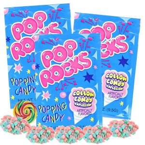 Pop Rocks – Caramelos Fizzing, azúcares de algodón con sabor a azúcar, aperitivos dulces vintage, recuerdos de fiesta o golosinas nocturnas de Pop Rocks – Caramelos Fizzing, azúcares de algodón con sabor a azúcar, aperitivos dulces vintage, recuerdos de fiesta o golosinas nocturnas de