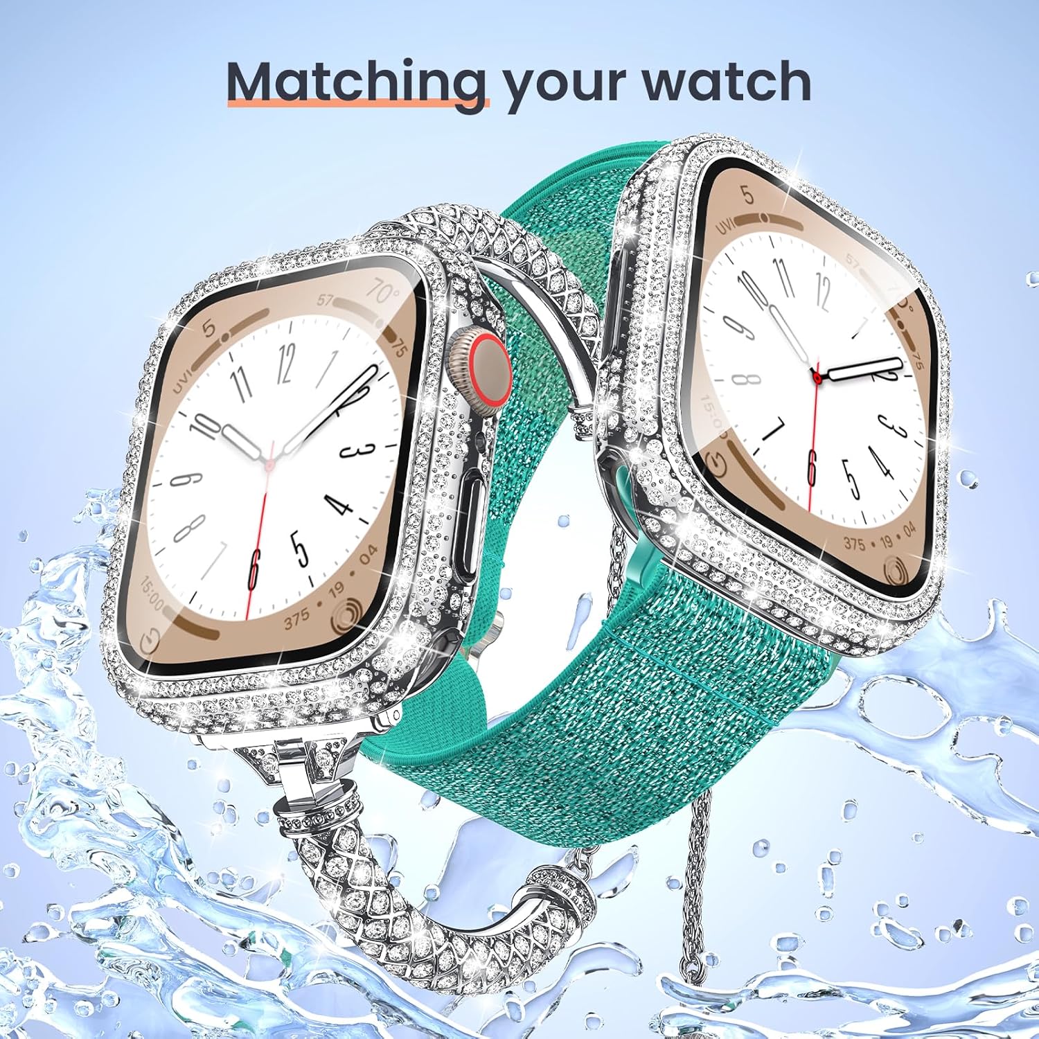 LETOID Funda protectora de pantalla impermeable brillante de 1.575 pulgadas para Apple Watch Series SE 6, 5, 4, 2 en 1, cubierta frontal y trasera,