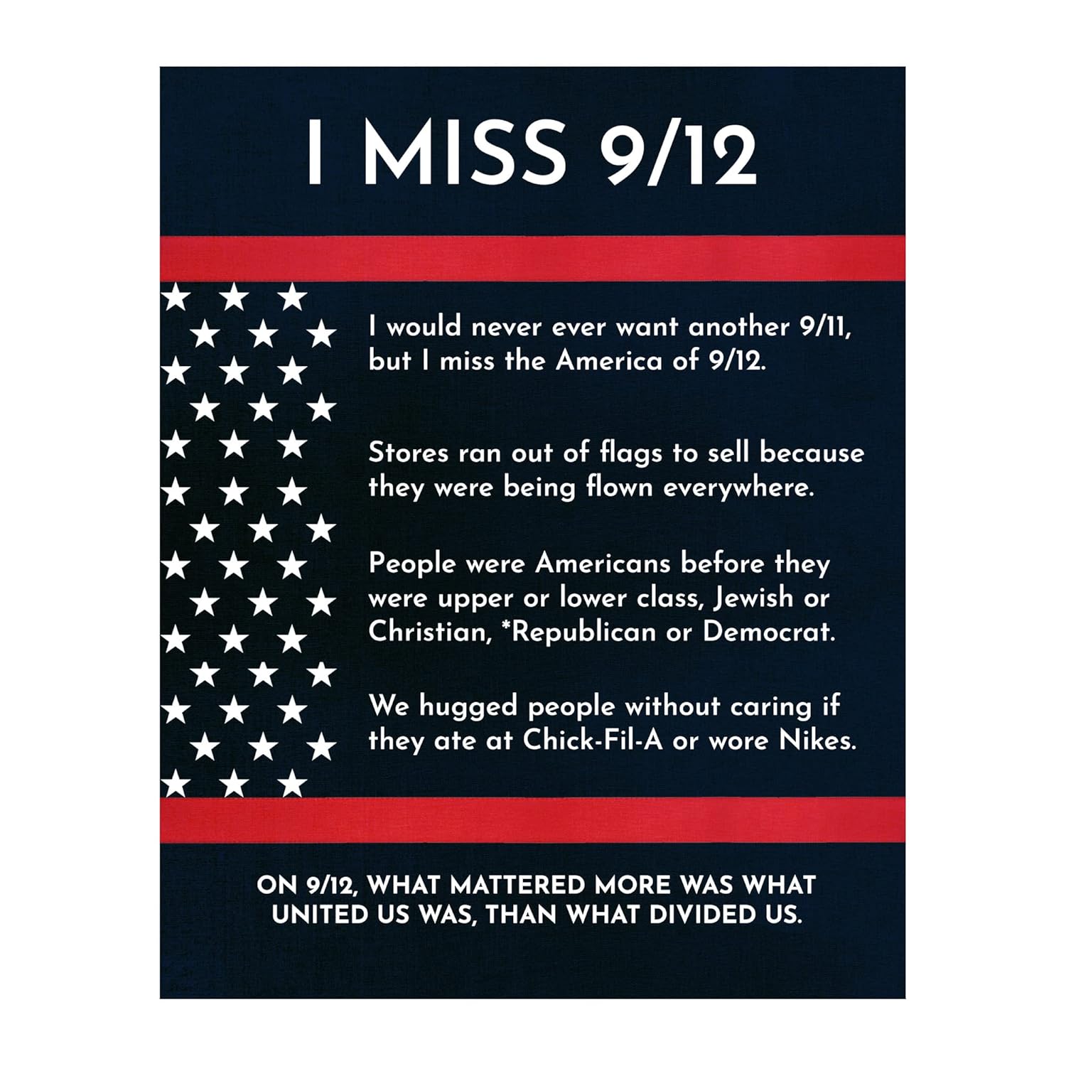 I Miss 912-Patriotic, 911 Memorial Wall Art – Powerful Unity Symbol, This wall decor poster Is Ideal for Home Decor, Man Cave, Military, Office