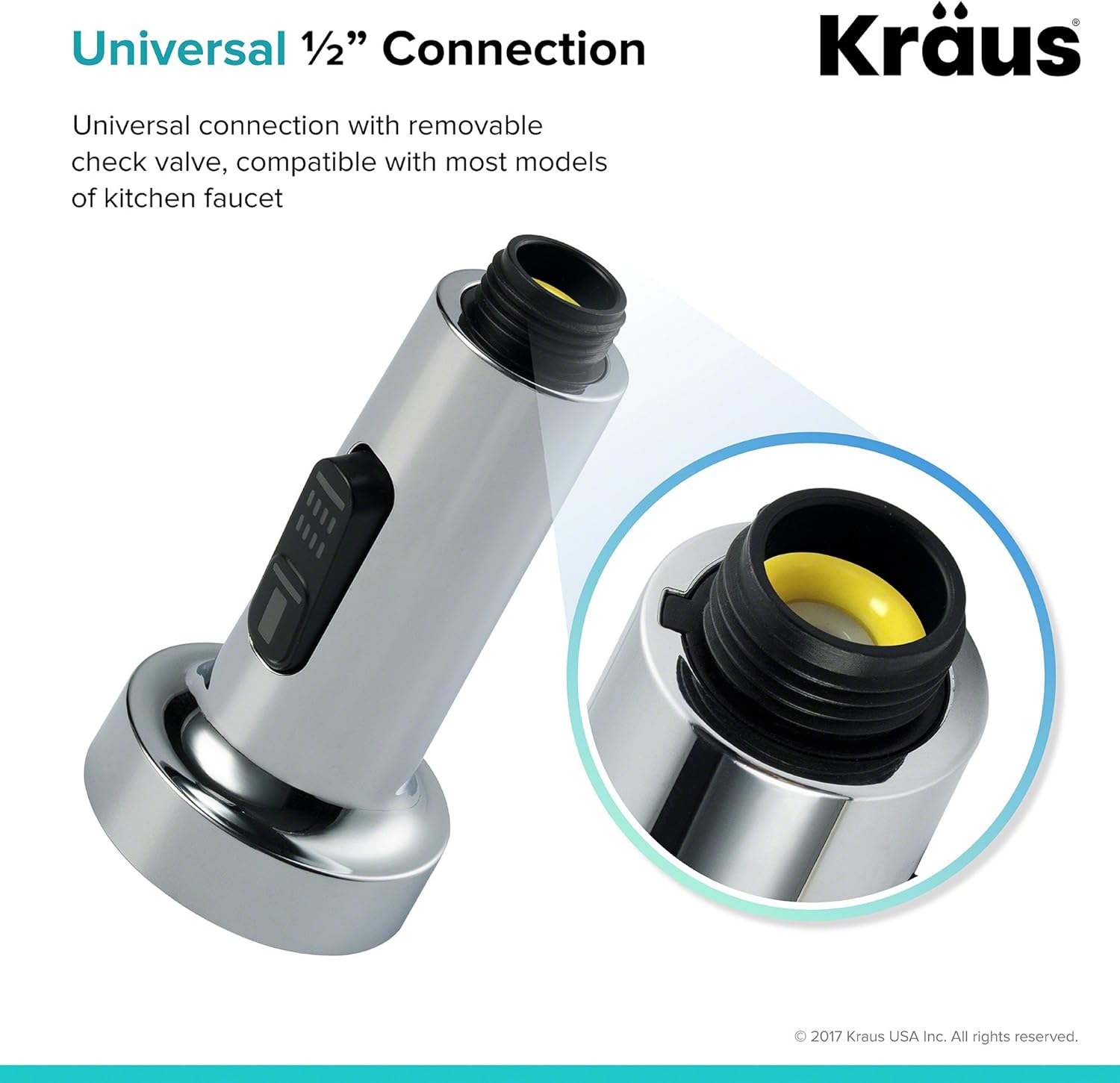 Kraus KFS-1CH – Pulverizador de grifo de cocina de doble función, cromo, 2.2 x 4 pulgadas