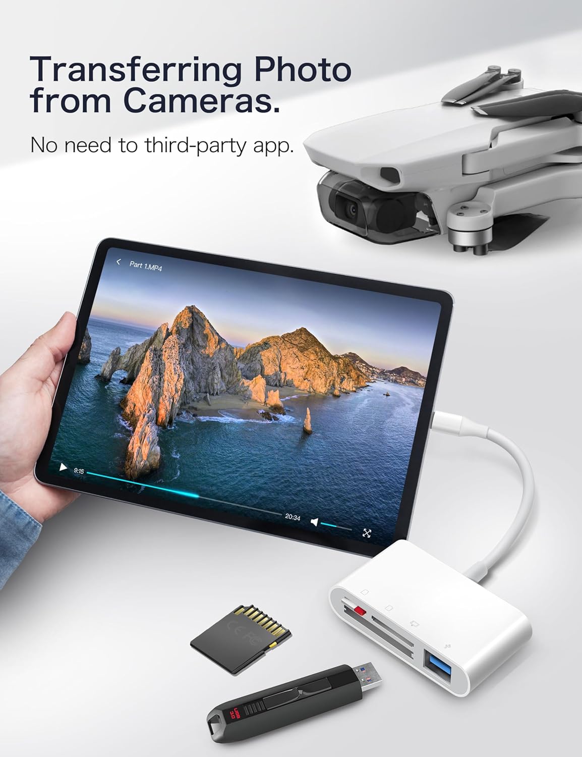 Lector de tarjetas SD USB C, adaptador de tarjeta de memoria USB-C a SD 4 en 1 con CompactFlashCFSDMicroSD y puerto USB 4 compatible con iPhone 15,