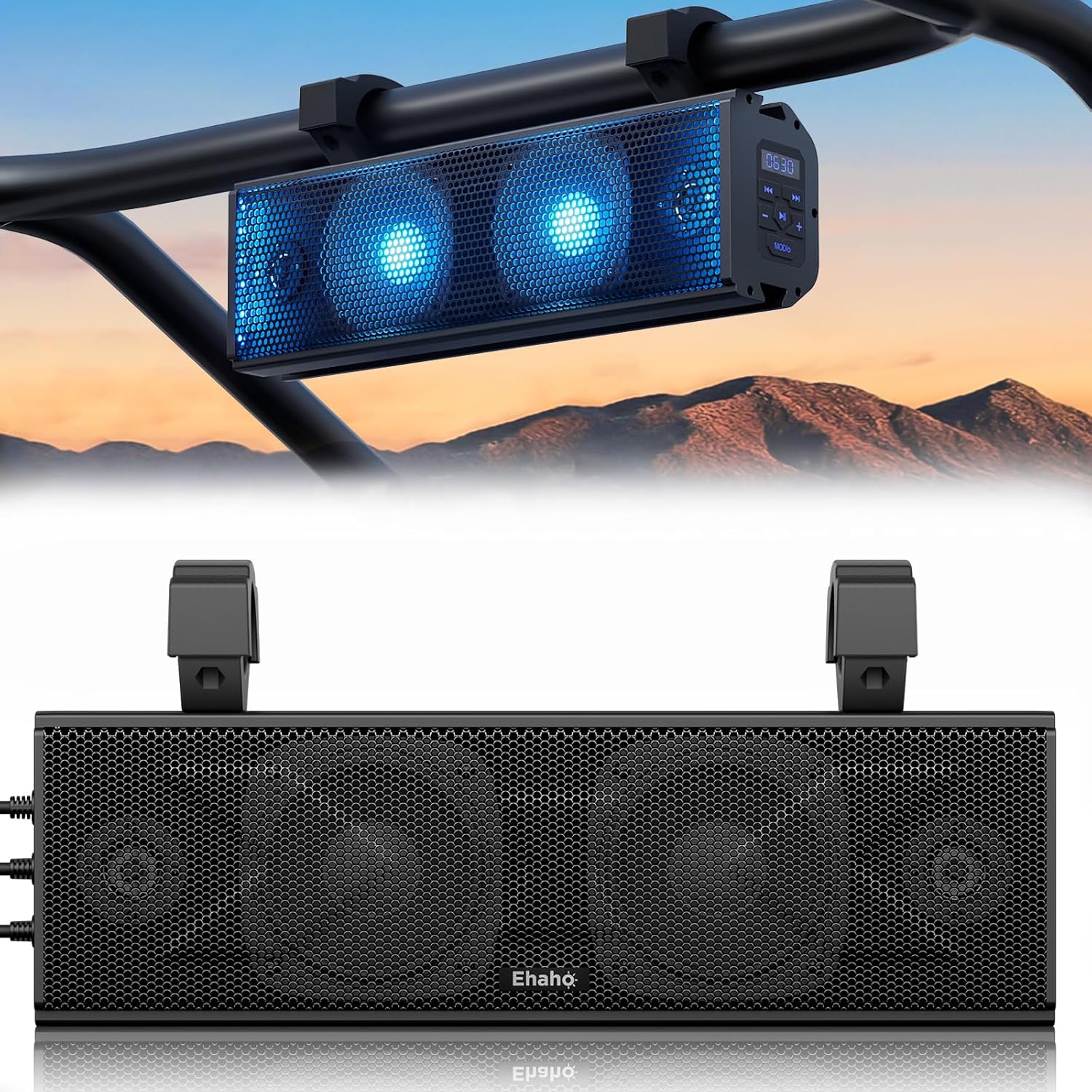 Barra de sonido UTV de 17 pulgadas, barra de sonido ATV Bluetooth con iluminación RGB, barra de sonido amplificada Powersports SXS, barra de sonido