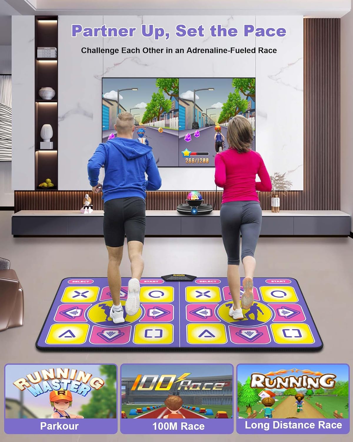 Tapete de baile electrónico inalámbrico para TV con cámara, almohadilla de baile antideslizante con modo de yoga para niños y adultos, tapete de