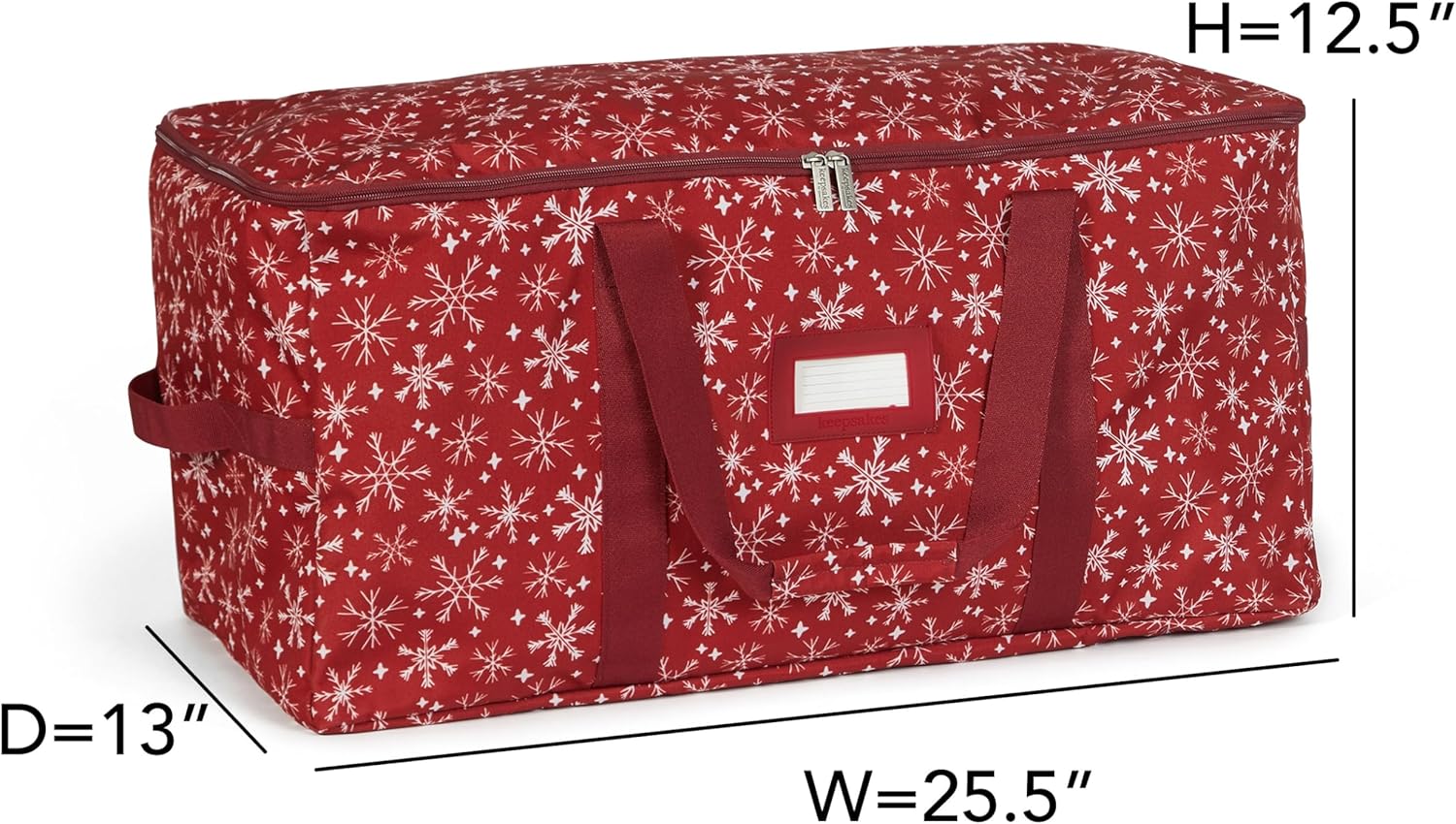 Covermates Keepsakes Bolsa de almacenamiento ajustable para adornos, con asas de transporte, protección acolchada, almacenamiento navideño, color