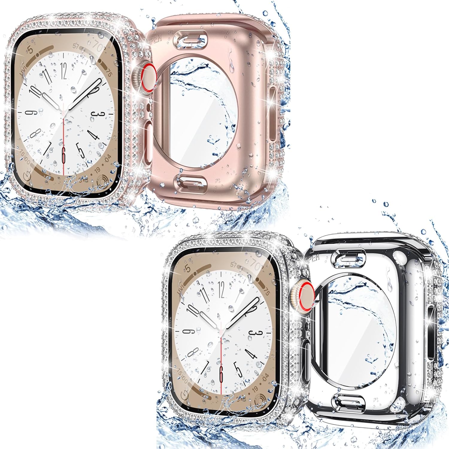 LETOID Funda protectora de pantalla impermeable brillante de 1.575 pulgadas para Apple Watch Series SE 6, 5, 4, 2 en 1, cubierta frontal y trasera,