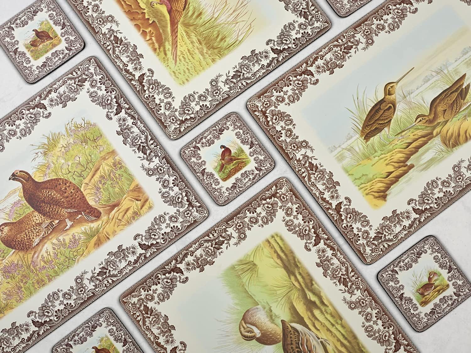 Pimpernel Spode Woodland Collection Posavasos  Juego de 6  Tablero con respaldo de corcho  Resistente al calor y a las manchas  Posavasos para