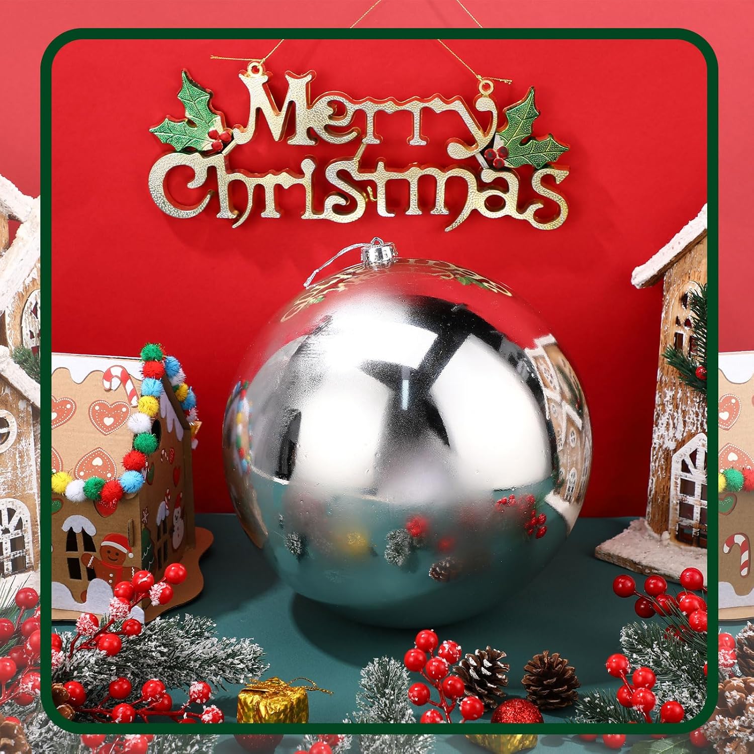Adornos de bola de Navidad jumbo de 10 pulgadas, bolas de plástico resistentes a los rayos UV y al agua, bola grande y brillante, adornos de bola de