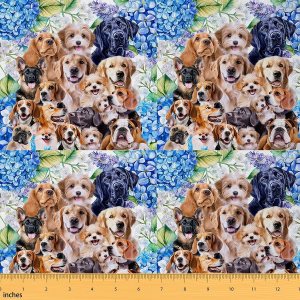 The Yard, tela de tapicería para perros, bonita colección 3D de perros para exteriores, tela decorativa de flores florales azules para tapicería y The Yard, tela de tapicería para perros, bonita colección 3D de perros para exteriores, tela decorativa de flores florales azules para tapicería y