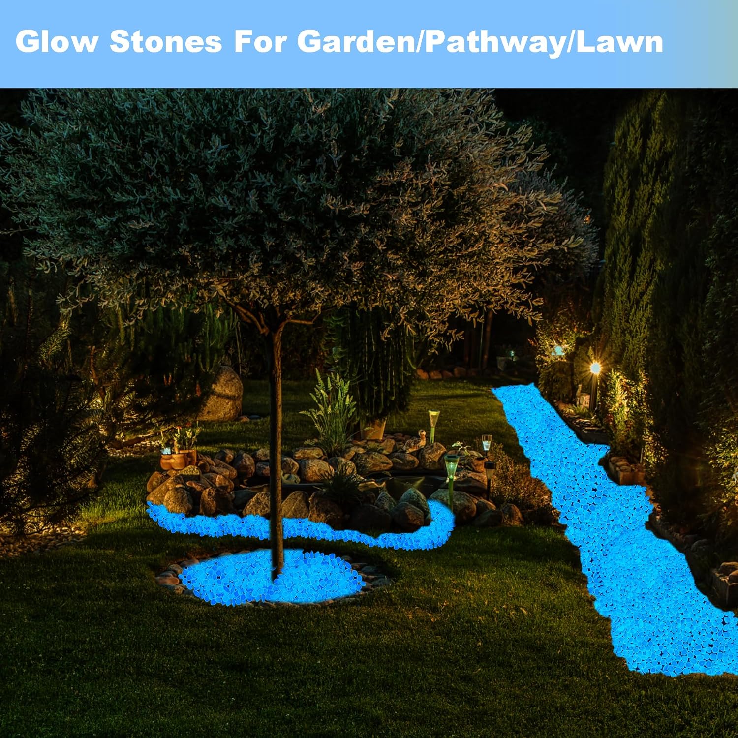 300 piedras decorativas que brillan en la oscuridad para exteriores, piedras luminosas, piedras luminosas en forma de piedras preciosas luminosas