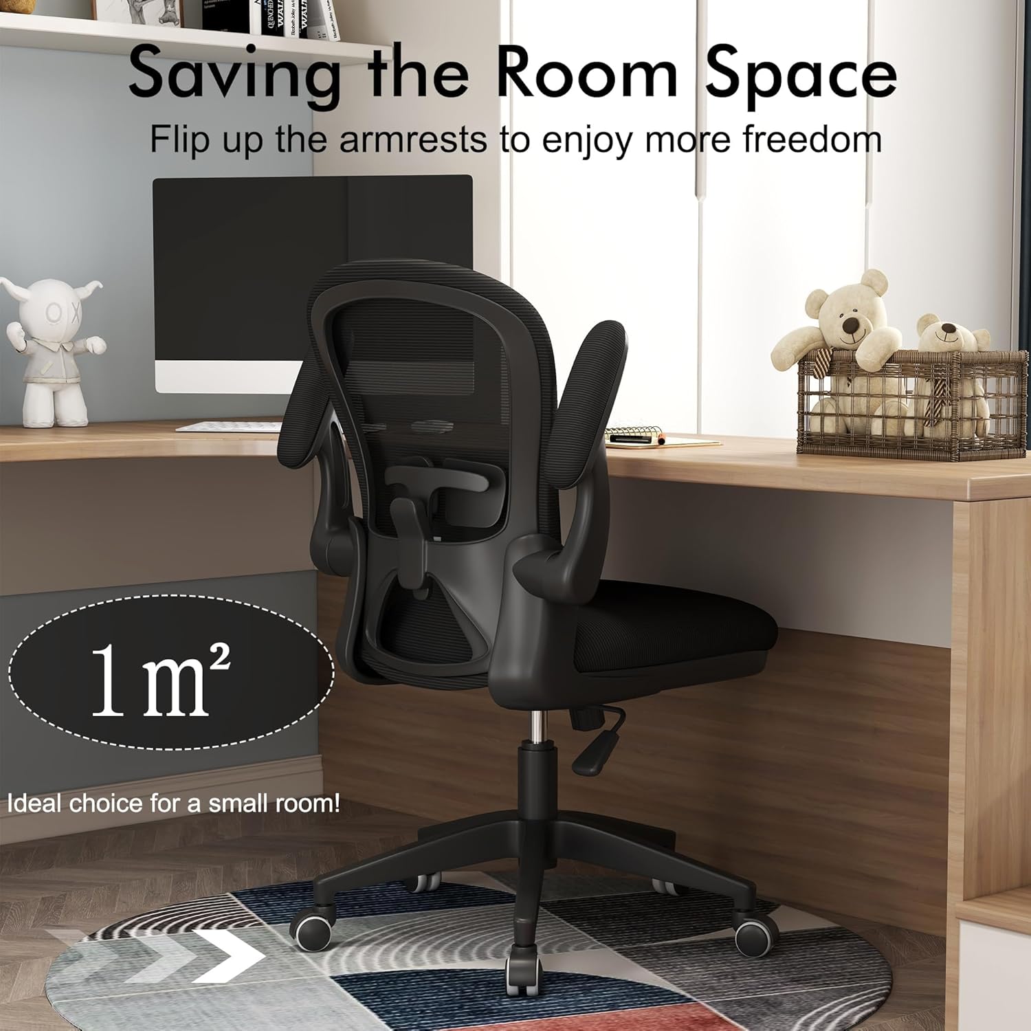 Apusen Sillas ergonómicas de escritorio de oficina en casa, cómodas sillas de juegos para computadora, sillas giratorias con brazo de malla para