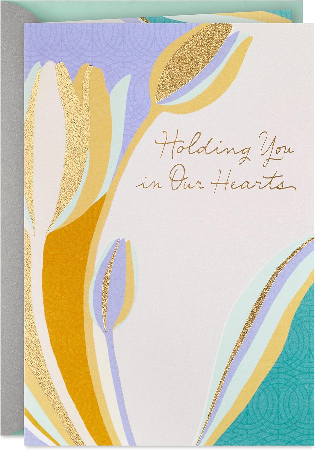 Hallmark Tarjeta de condolencias de ambos o de todos (Holding You In Our Hearts) y tarjeta de condolencias (flores blancas, fuerza y comodidad)