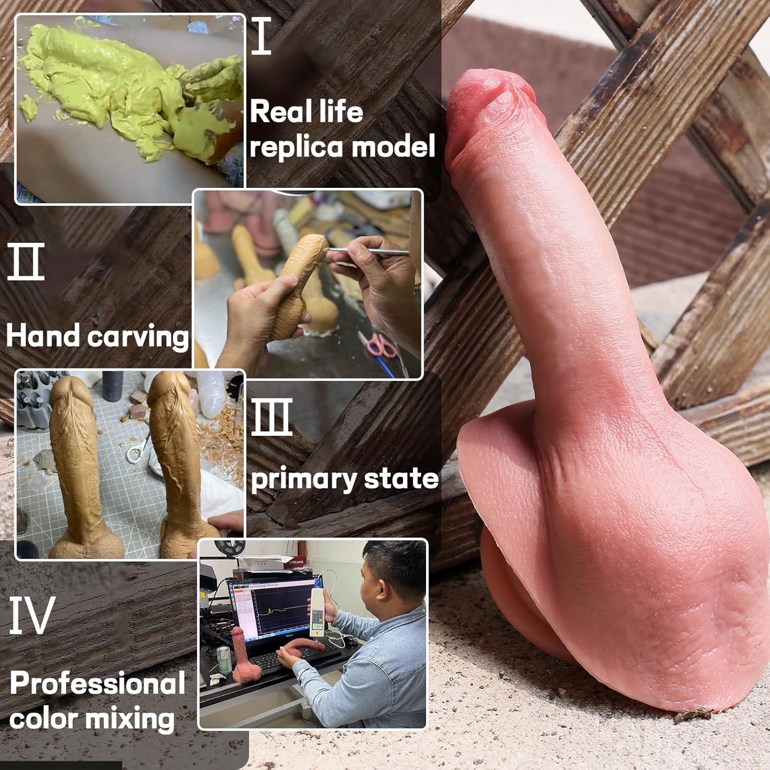 Reproduction – Consolador anal enorme realista que se siente como piel, consolador anal grande y curvado con ventosa fuerte para jugar con manos