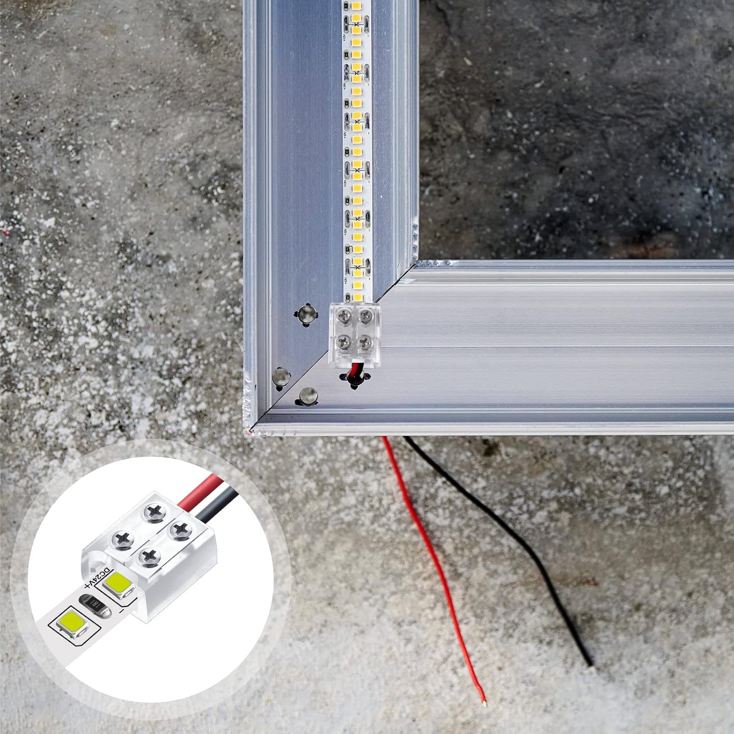 Conector de cinta LED de 2 pines de 0.394 in sin soldadura, conector de tira LED de rosca a cable, conector de bloque de terminales para 5 V, 12 V,