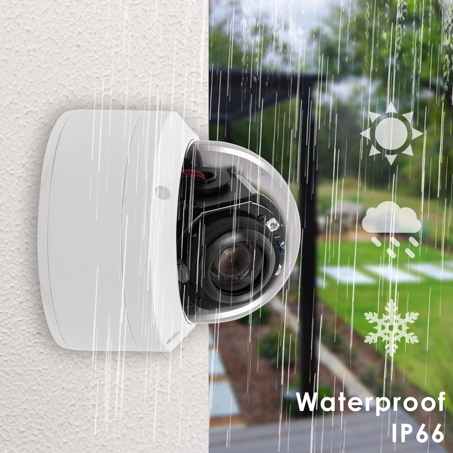 Cámara domo PTZ POE de seguridad H.265 HD 1080P, compatible con Hikvision para interiores y exteriores, lente motorizada de 0.106-0.531 in, zoom 5X,