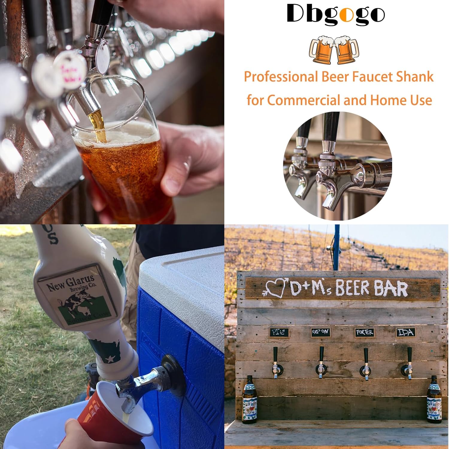 Mango de grifo de cerveza de barril de 3 pulgadas, línea de cerveza de 14 pulgadas, elaboración de púas sin fugas, sin goteo, sin palo, grifo