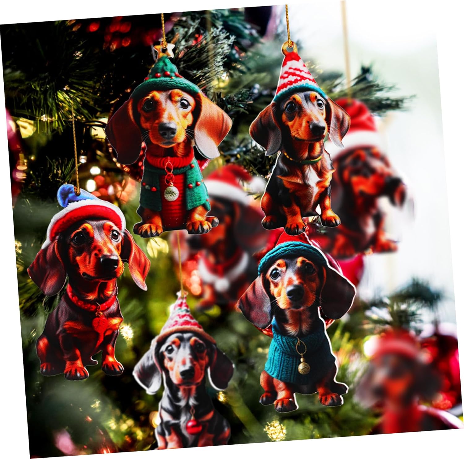 VANZACK 10 piezas de perro salchicha colgante de perro salchicha ornamento colgante adornos árbol de Navidad salchicha decoración perro adorno árbol