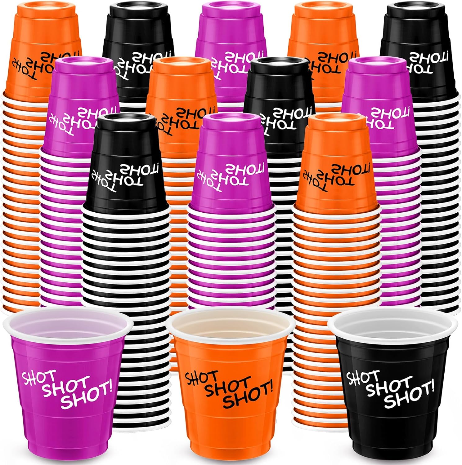 Lounsweer 100 vasos de plástico para Halloween, vasos desechables de 2 onzas, mini vasos de fiesta de 2 onzas para despedida de soltera, cumpleaños,