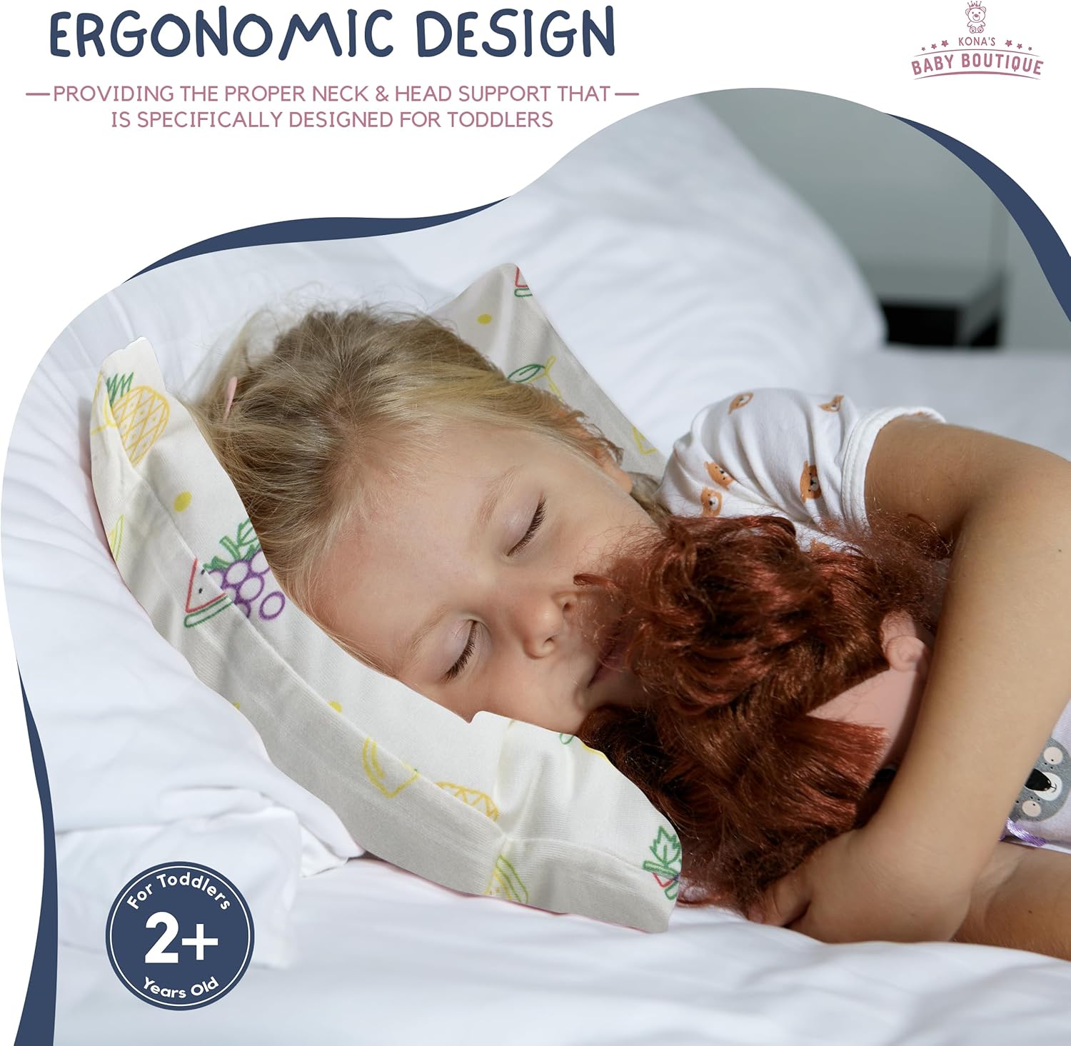 Yellow Fruits – Almohada perfecta para niños pequeños de Kona con la funda de almohada más suave para niños pequeños de 13 x 18 pulgadas, almohada