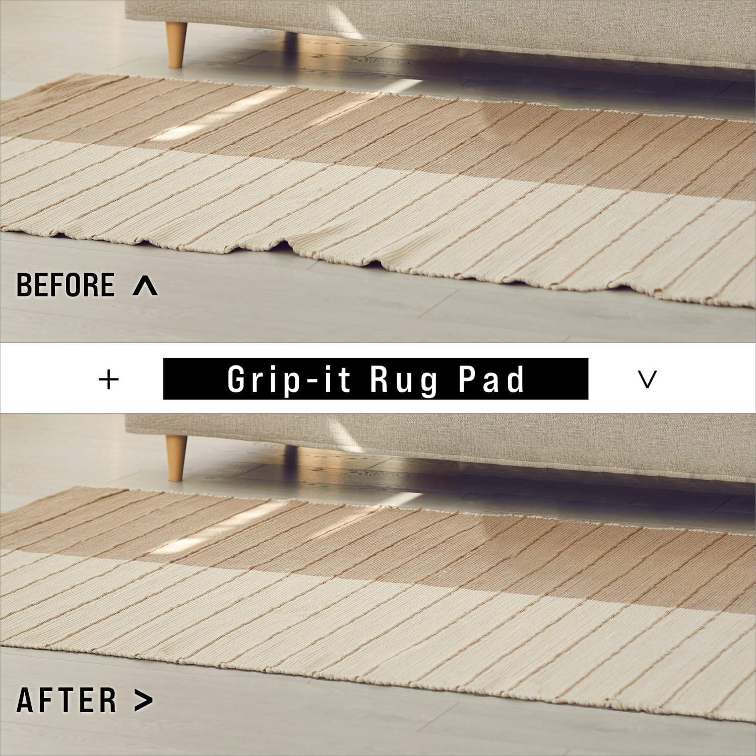 Grip-It Almohadilla antideslizante de agarre sólido para alfombras de área y alfombras de pasillo, agarre acolchado para suelos de madera dura, 2 x