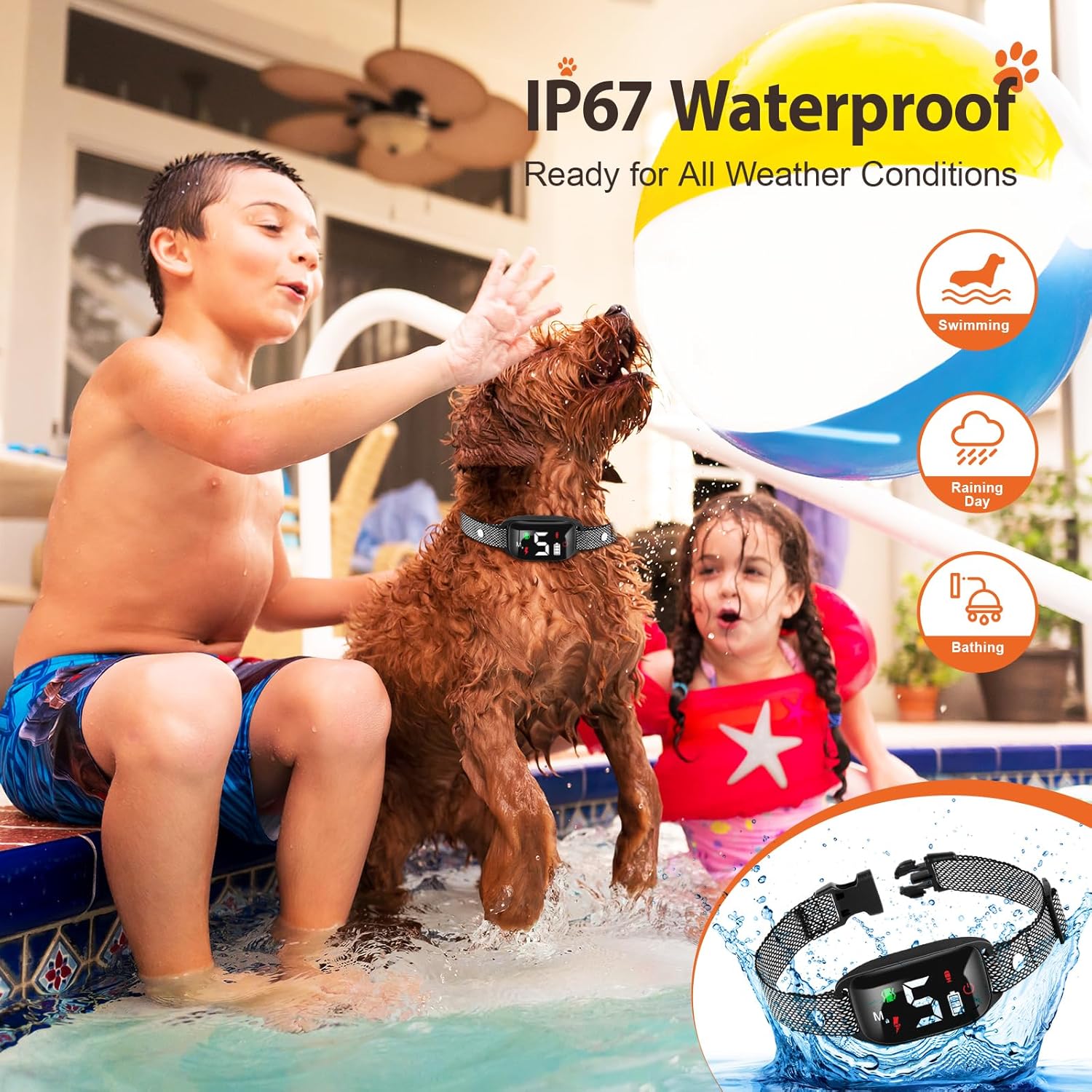 Collar antiladridos recargable para perros grandes con 5 sensibilidades ajustables, collar antiladridos inteligente con pitido de vibración para