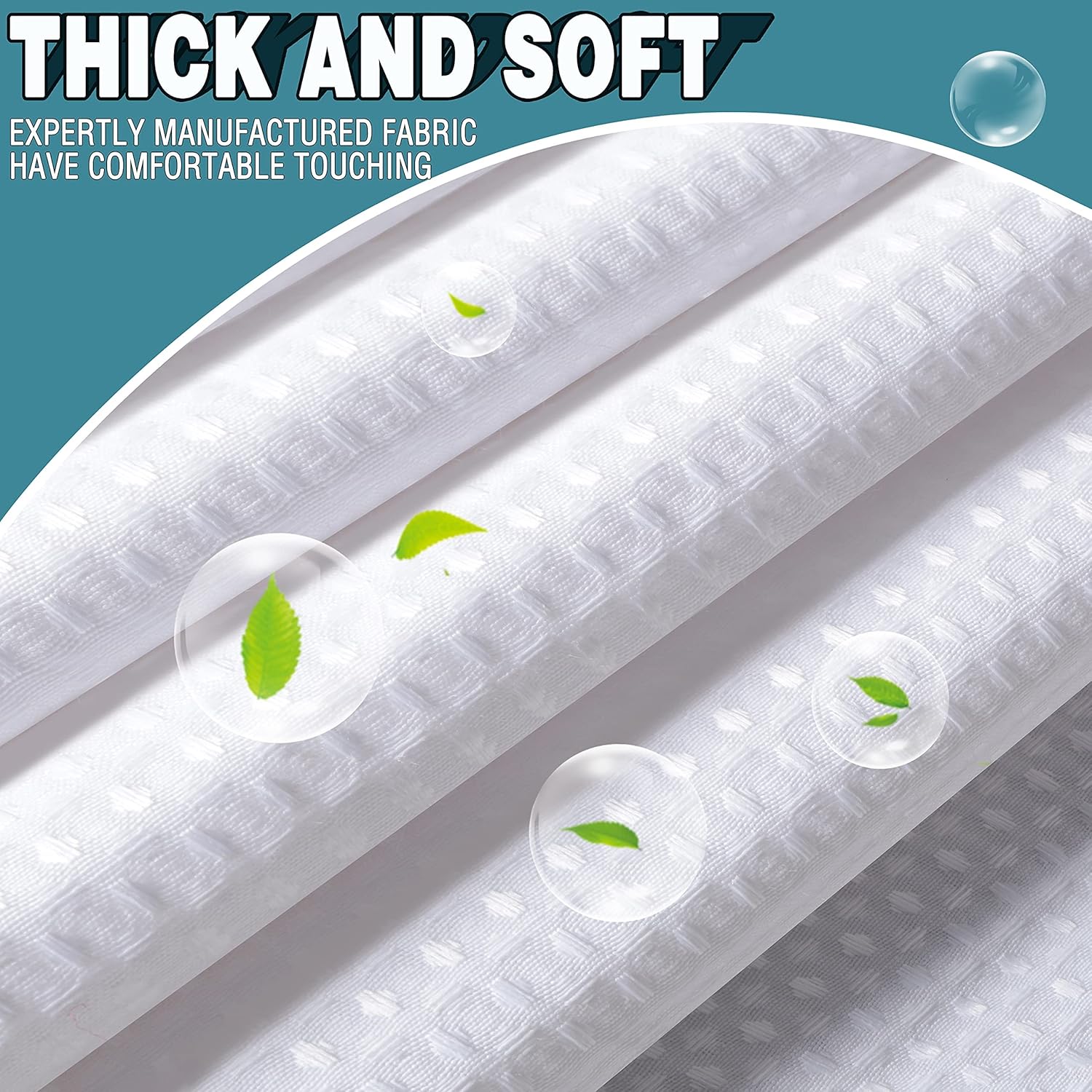 Conbo Mio Juego de cortina de ducha de tela blanca de grado hotelero con forro a presión para baño con imanes y ventana superior de malla, lavable a